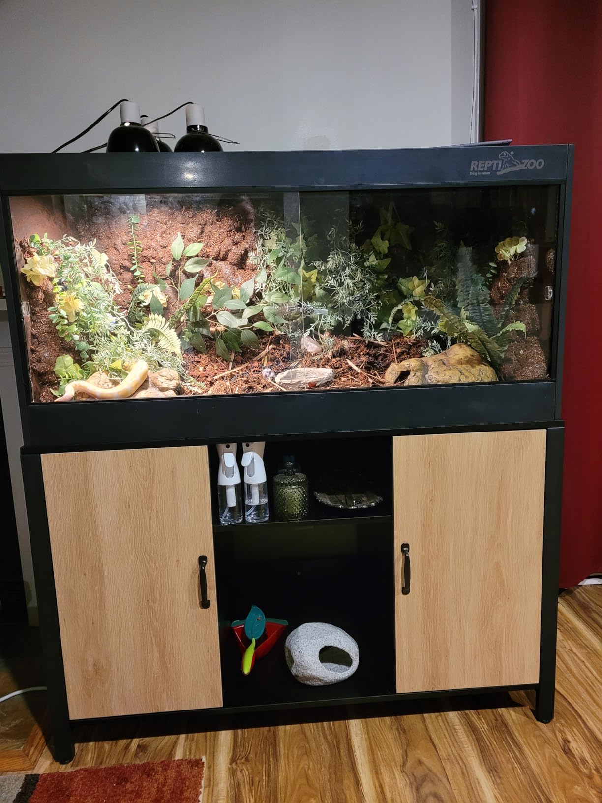 REPTI ZOO 50 Gallon PVC Reptile Enclosure, 36x18x18 inch Reptile Tank for Ball Python Bearded Dragon Snake Gecko, Reptile Terrarium Lounge Habitat with Glass Sliding Door & Top Screen Ventilation customer photo 2