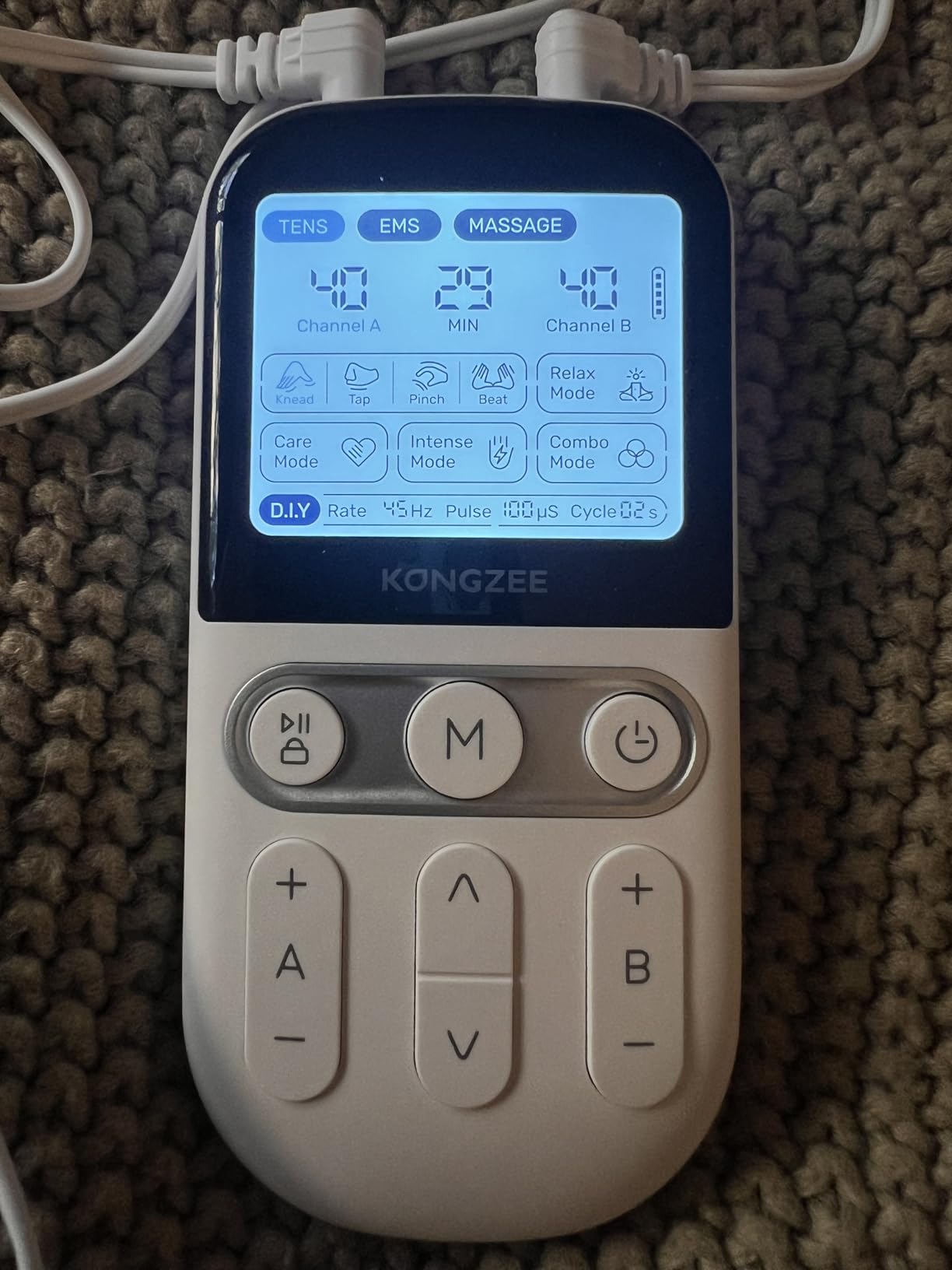 4 in 1 - D.I.Y & Tens Unit & EMS & Massage Muscle Stimulator, Dual Channel TENS Units Therapy Machine for Pain Relief, FDA Cleared Rechargeable Electronic Pulse Massager, with 12pcs Electrode Pads customer photo 2