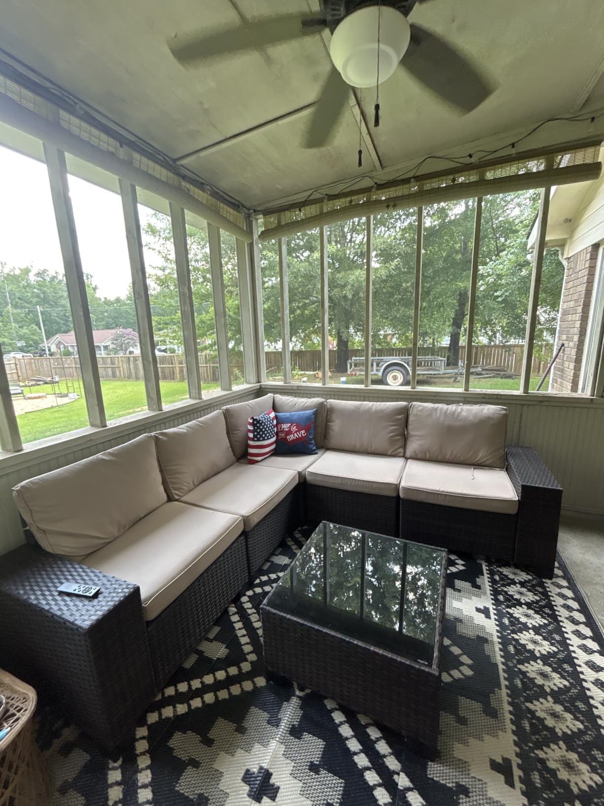 6PCS Outdoor Patio Furniture Set PE Wicker Rattan Sectional Sofa | Patio Conversation Set with 4