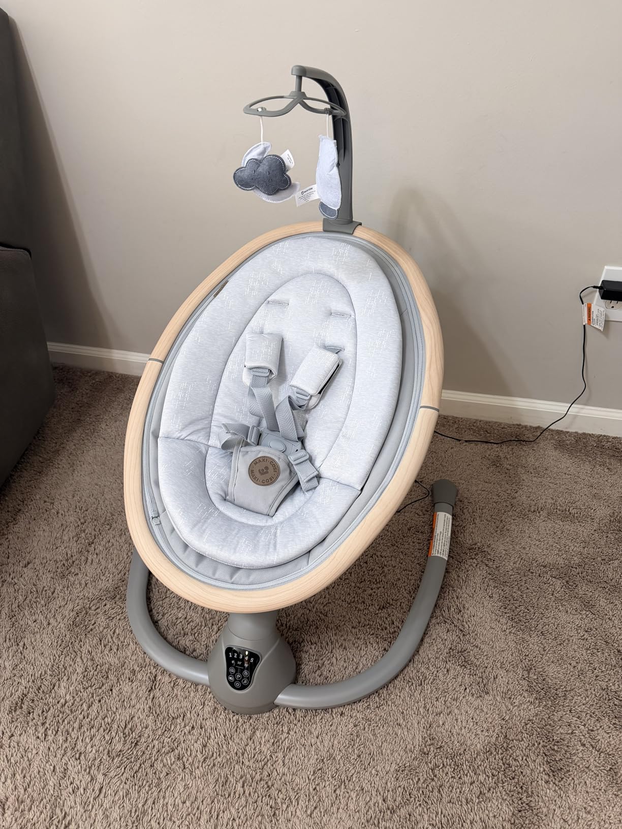 Maxi-Cosi Cassia Smart Baby Swing for Infants, Portable, Foldable Infant Swing with Music, 360 Rotation, 5 Speeds, 12 Melodies, EcoCare Fabric, Auto Motion Sensor, 2 Reclines, Classic Oat customer photo 2