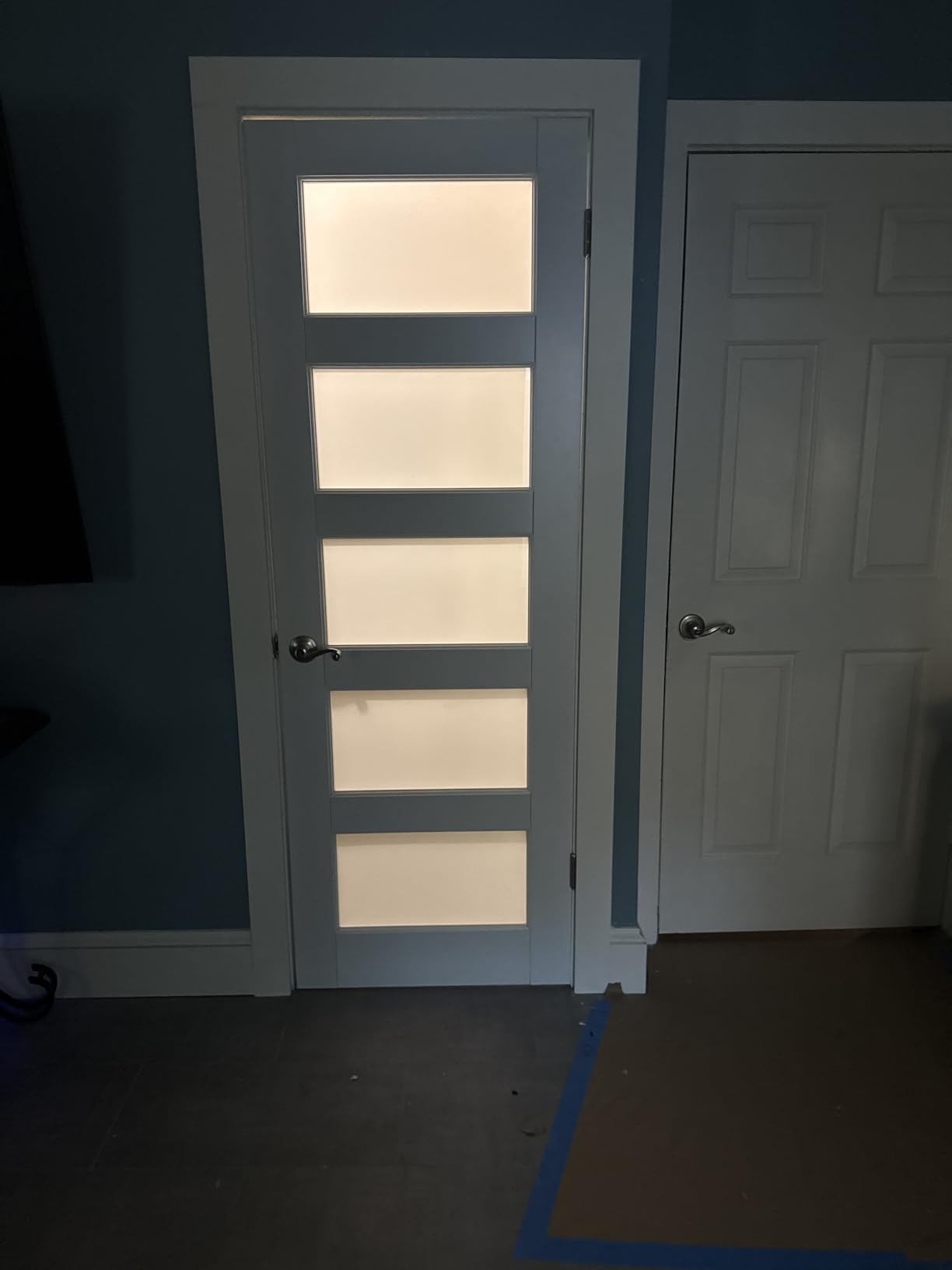 5-Panel Frosted Glass Interior Door Slab, 30 x 80 Slab Door for French Closet Doors, Solid Core Pre-Assembled Panel Certified, Single 80 inch Barn Doors for Pantry customer photo 2