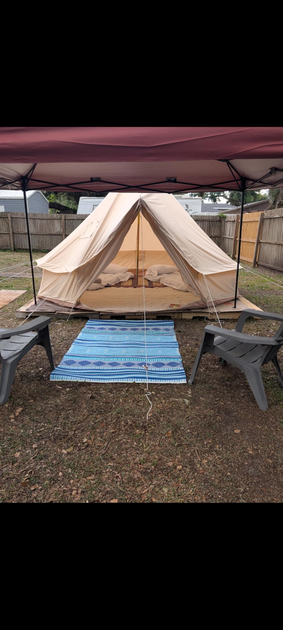 Canvas Bell Tent With Stove Jack - Waterproof and Breathable Yurt, Glamping Tent With Detachable Groundsheet for Camping Party customer photo 2