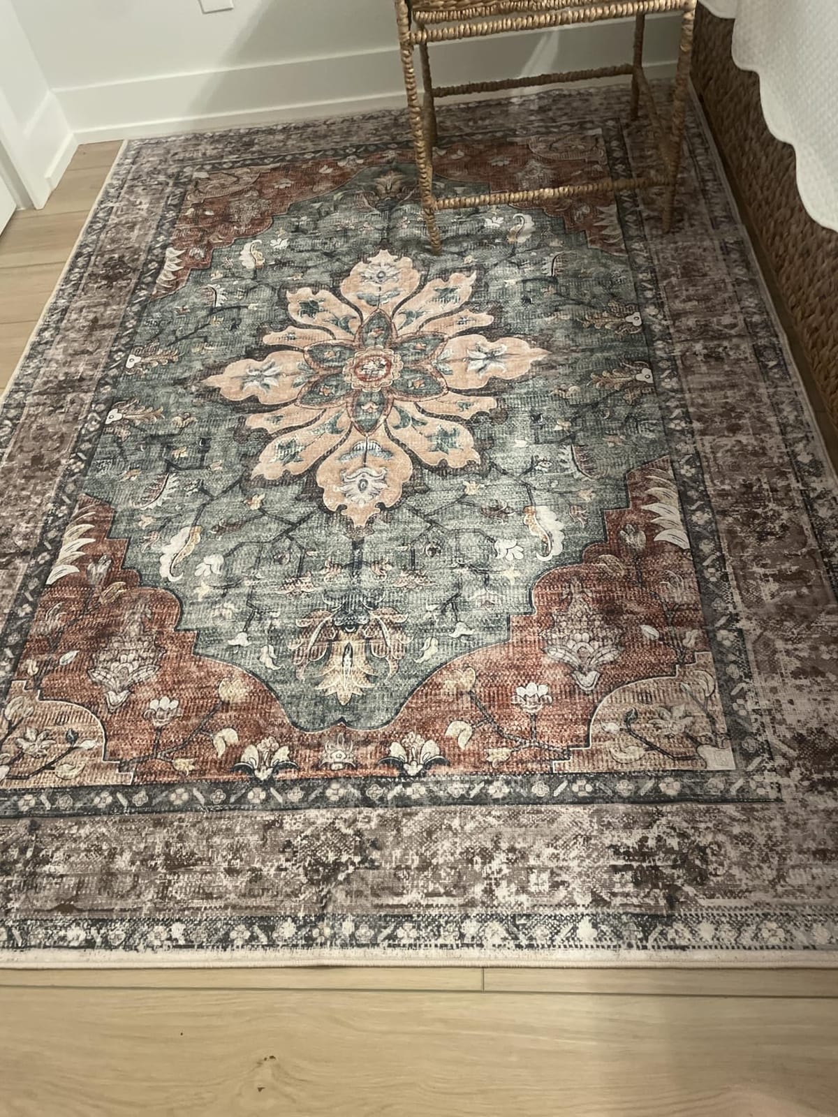 RELEANY Washable Area Rug, 8'x10', Brick/Brown/Green customer photo 1