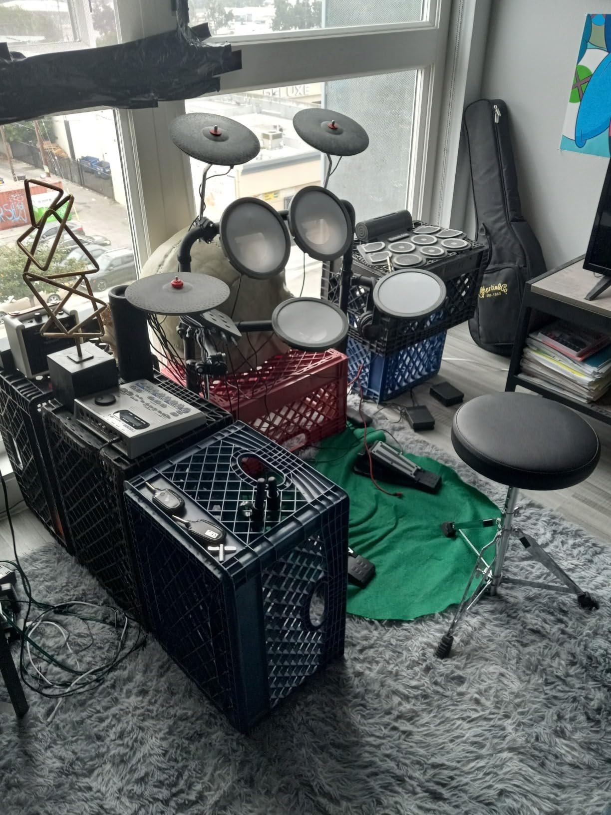 MK-0 Electric Drum Set with 7'' Quiet Mesh Drum Pads, 8'' Full Rubber Cymbals, 12 Kits and 68 Authentic Sounds, USB MIDI, Throne, Sticks, Headphone, 2 Switch Pedals for Beginners & Kids customer photo 2