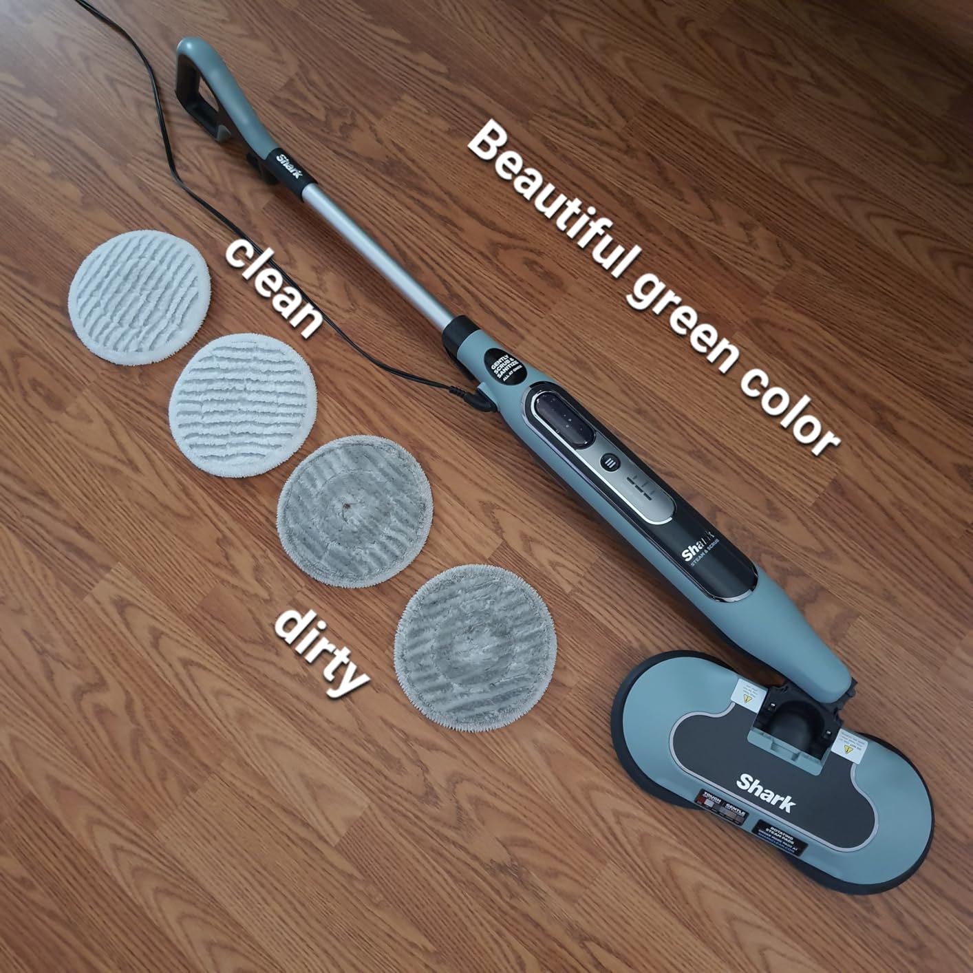 Shark Steam & Scrub Steam Mop, All-in-One Hard Floor Cleaner, Grey, S8001 | LED Headlights, 4 Dirt Grip Soft Scrub Pads Included, XL Water Tank, Swivel Steering customer photo 1