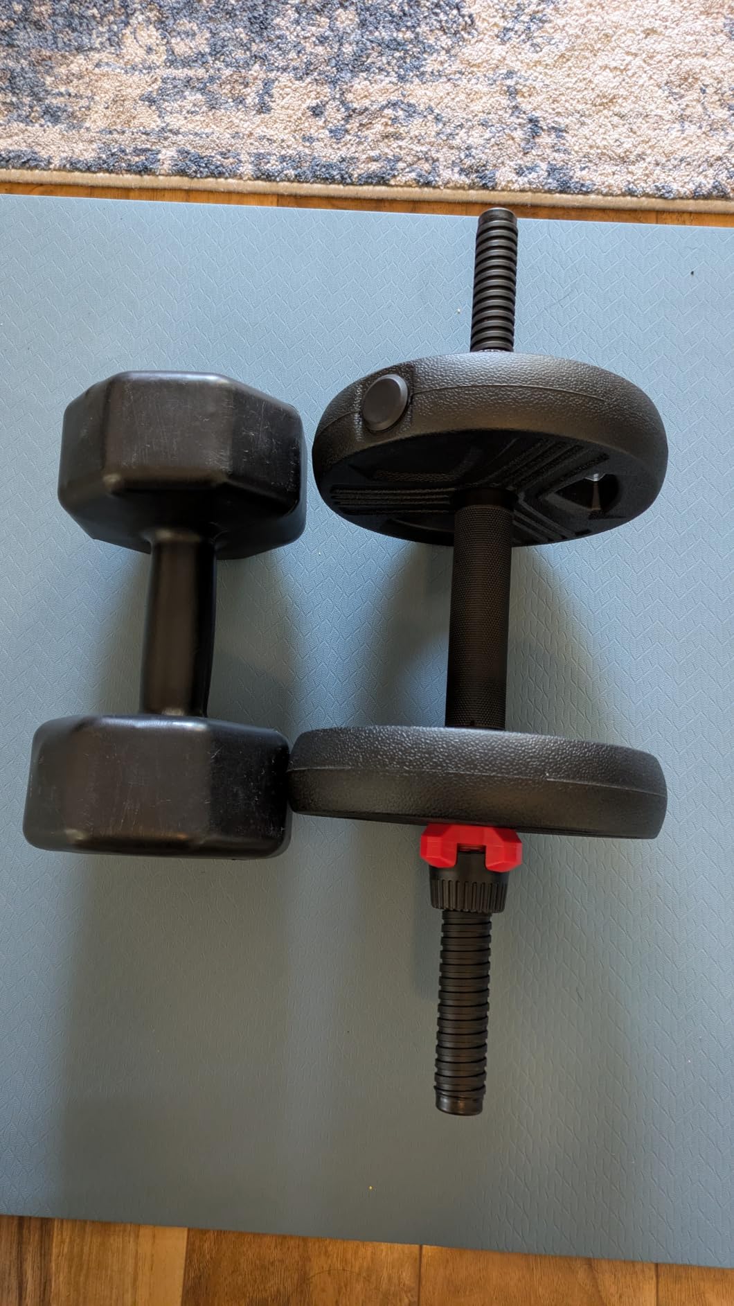FITPLAM Adjustable dumbbell set, 20/35/45/55/70/90lbs Free Weights set with upgraded nut, 5 in 1 Weight Set Used as Kettlebells, Barbell, Push up Stand, Fitness Exercise for Home Gym Suitable Men/Women customer photo 2