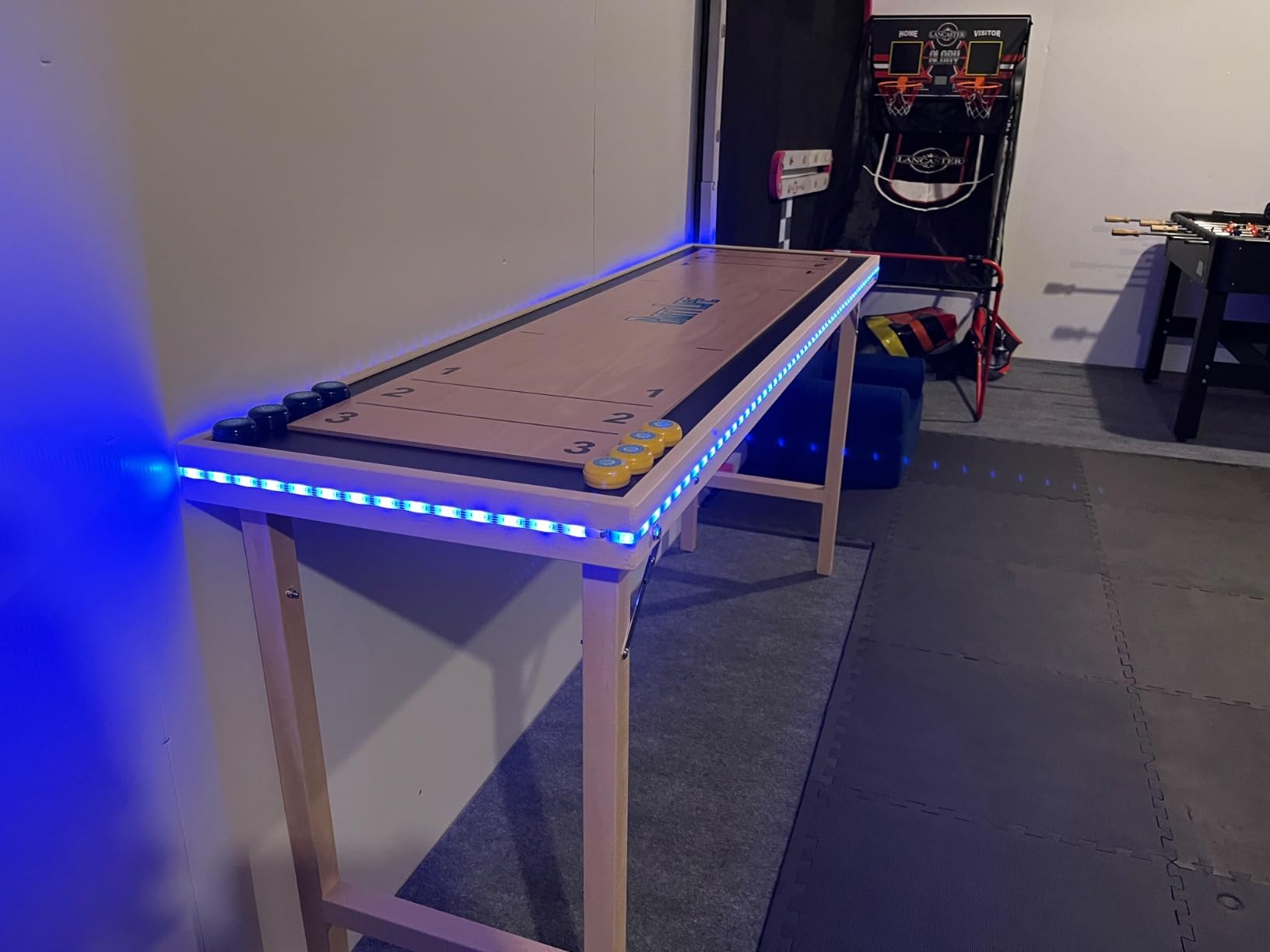 6-Foot Premium Shuffleboard Table w/Folding Legs, Pucks, and Optional LED Lights - Awesome Graphics - Choose Your Model customer photo 1
