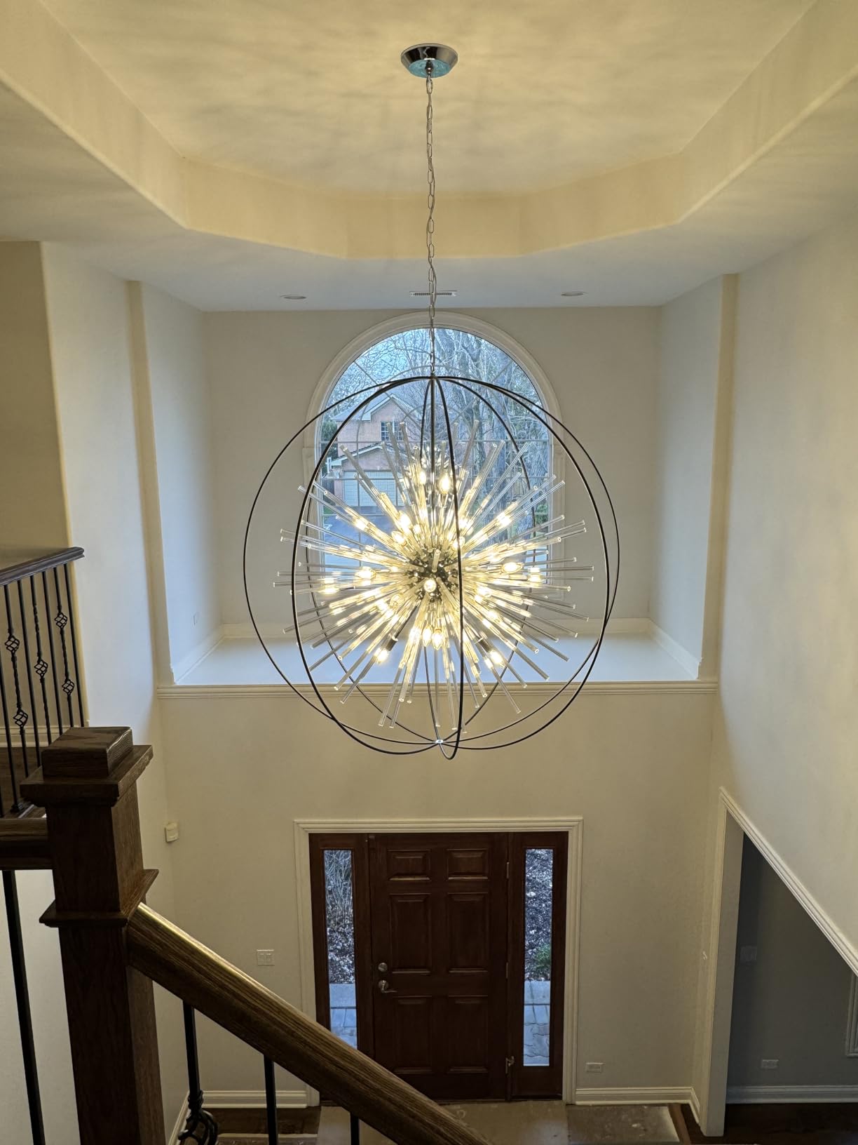 Modern Large Black and Gold Crystal Chandelier for Entryway High Ceiling | D35