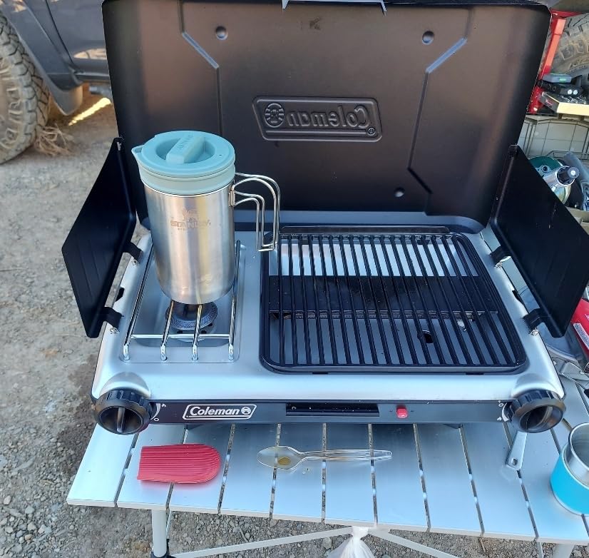 Coleman Tabletop 2-in-1 Grill & Stove with 2 Adjustable Burners, Propane Grill/Stove with Push-Button Starter, Wind Guards, 20,000 BTUs customer photo 2