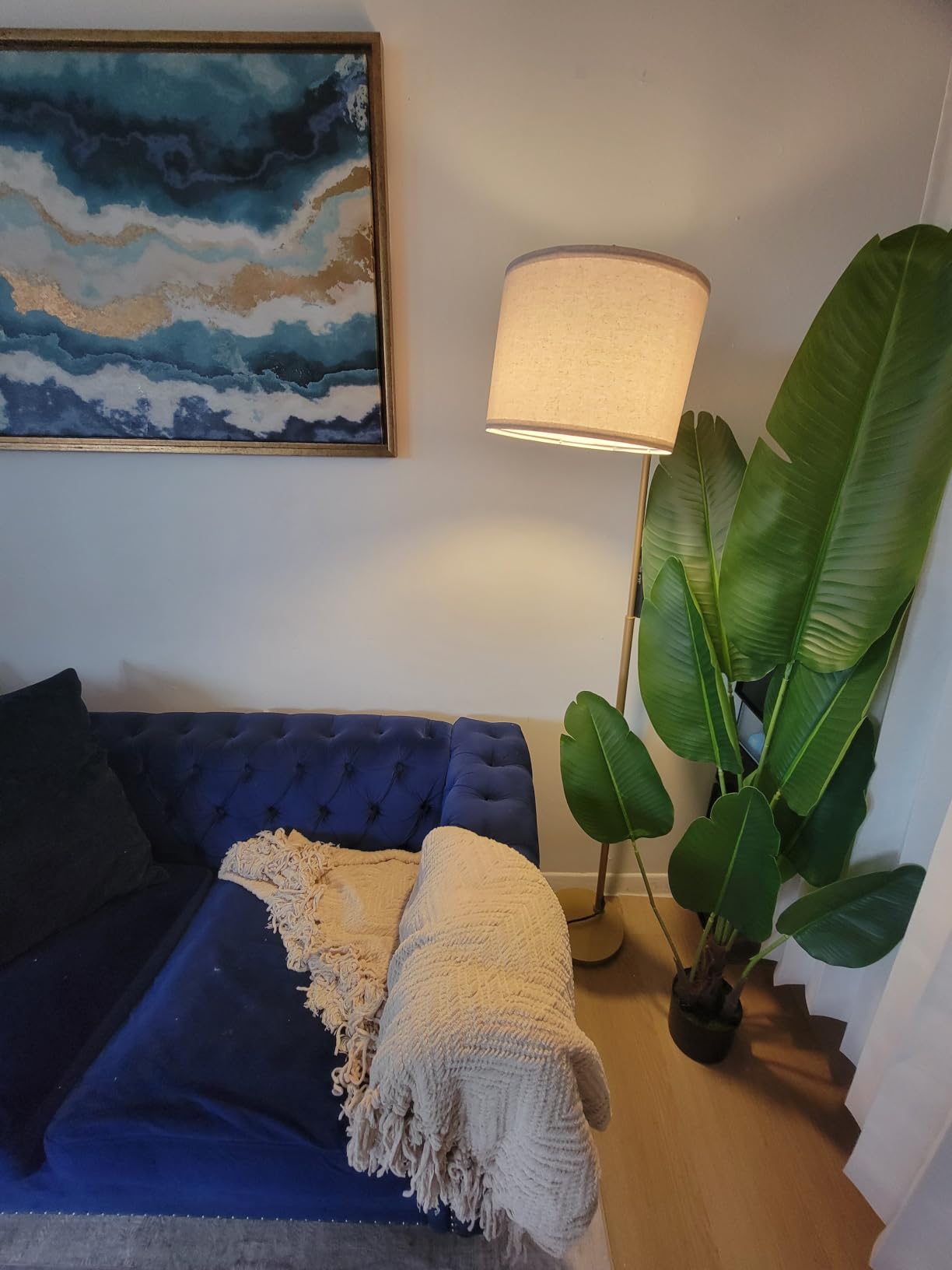 Arc Floor Lamp with Remote and Stepless Dimmable Bulb, Colors Temperature & Brightness Adjustable, Gold Floor Lamps for Living Room (Deep Beige Shade & Gold Pole) customer photo 1