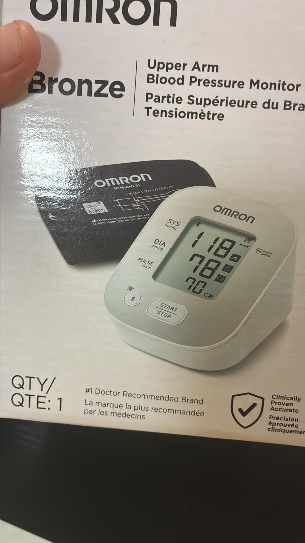 OMRON Bronze Blood Pressure Monitor & Upper Arm Blood Pressure Cuff | For Home Use - Clinically Validated - Connect App customer photo 1