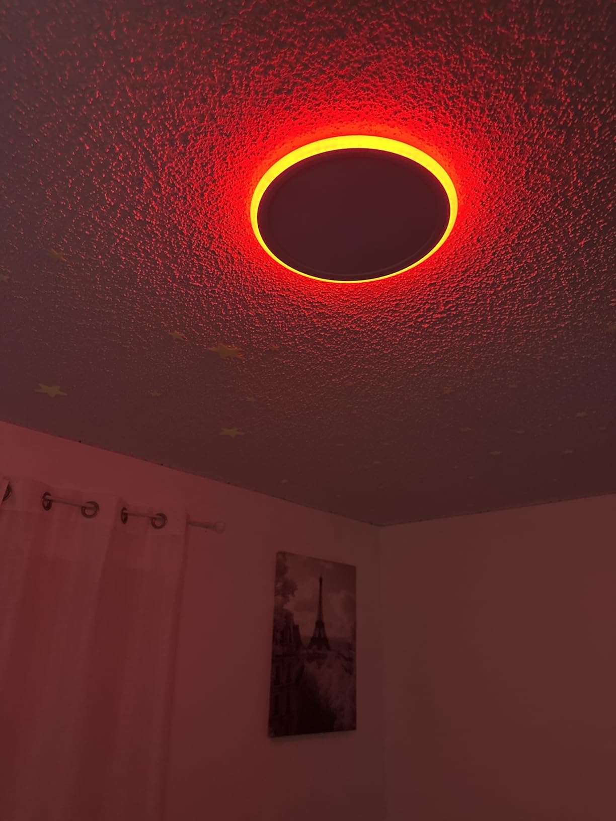 BLNAN Smart RGB LED Flush Mount Ceiling Light with Remote, 13 Inch 24W Dimmable Color Changing Low Profile Wired White Fixture, Works with Alexa Google Home App for Bedroom Living Kids Room Party customer photo 2