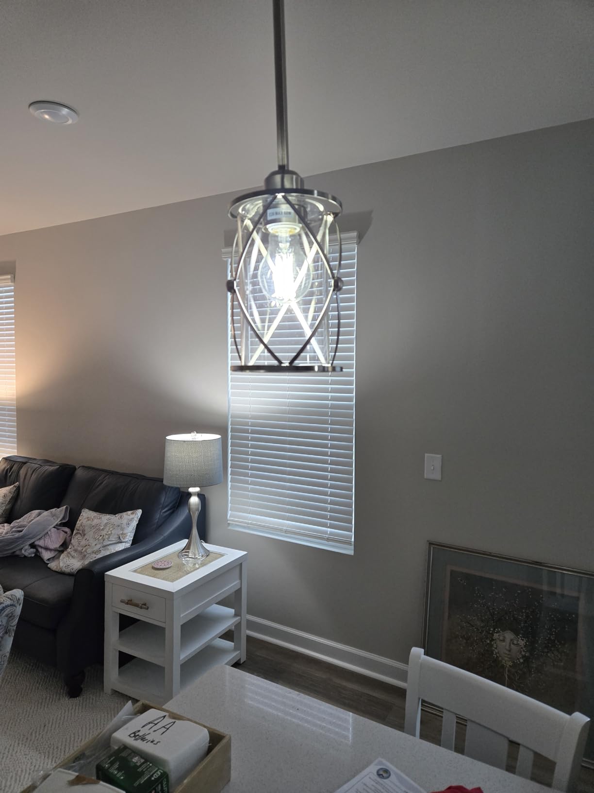 Brushed Nickel Pendant Lights Kitchen Island 3 Pack, Glass Kitchen Pendant Lighting Over Island with Rod, Modern Mini Hanging Light for Kitchen Sink Dining Room, CH9176BN-3PK customer photo 1
