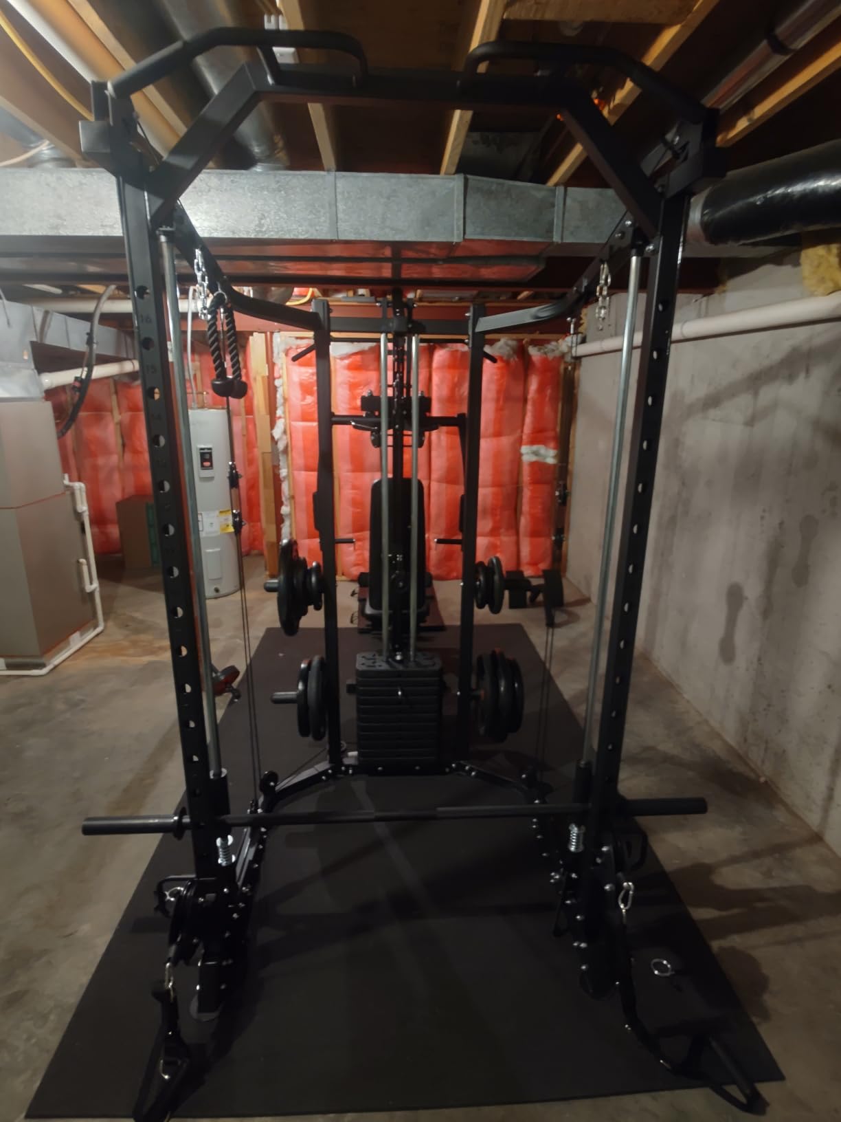 GMWD Dual-Station Smith Machine Power Cage, All-in-One Home Gym Workout Station with 121LB Weight Stacks & Cable Crossover, Professional Functional Trainer for Couples & Family Strength Training customer photo 2