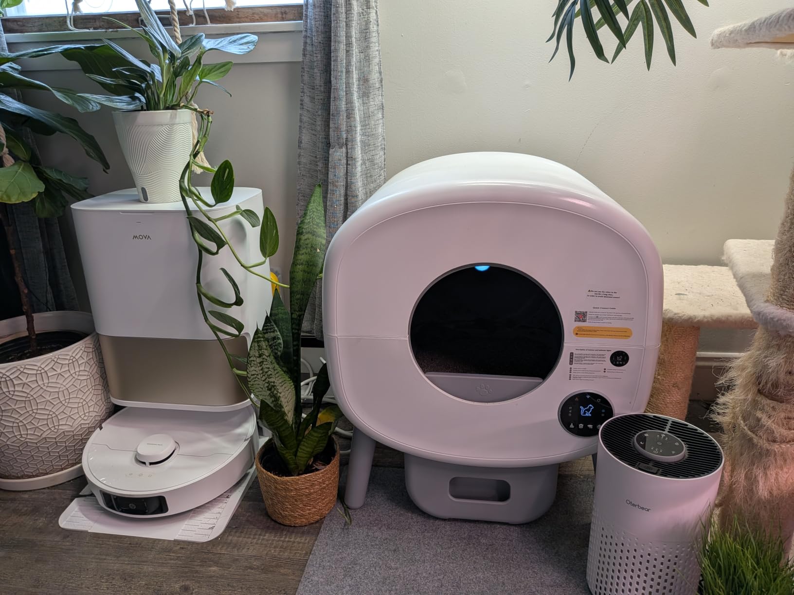 Cumrige Self Cleaning Litter Box, Large Capacity Automatic Cat Litter Box Self Cleaning for Cats, App Control, Safety Protection, 2 Roll Garbage Bags, White & Grey customer photo 1