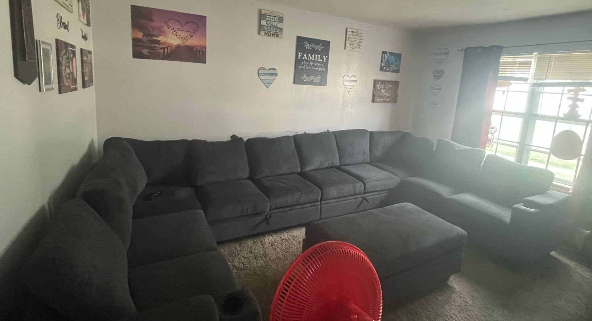 Belffin Oversized U Shaped Modular Sectional Couches for Living Room 10 Seater Modular Sofa Set with Storage Ottoman Large Sectional Couch with Cup Holder, Light Grey Sofa customer photo 1