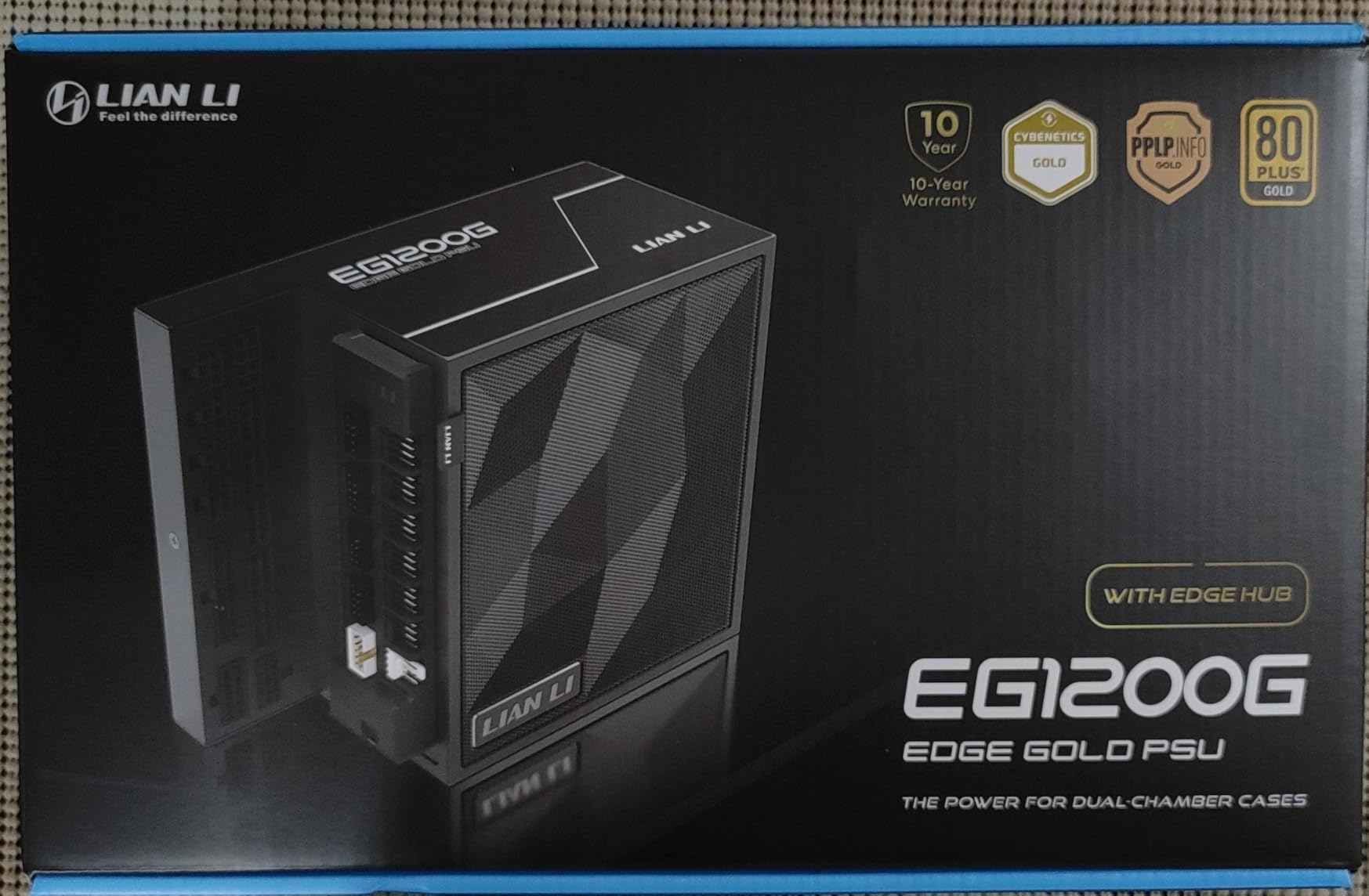 Lian Li Edge 1200W Gold-Black-EG1200G.BH | Fan Hub Included, Gold ATX 3.0, 3.1, PCIE 5.1, L-Shape Design for Dual Chamber Case, 120mm FDB Fan customer photo 1