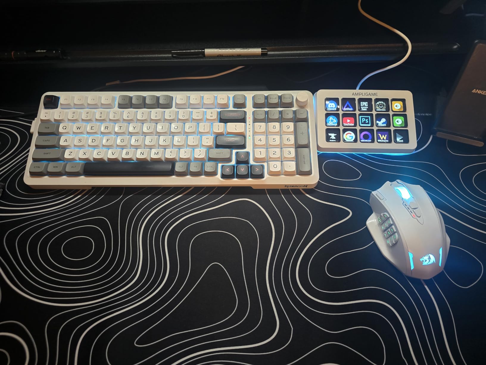 FIFINE AmpliGame Gaming Controller with 15 Shortcuts for OBS Streaming Studio with Macro Keys, Trigger Actions, PC Media RGB Controller for Content Creation/Office Work-D6 White customer photo 1