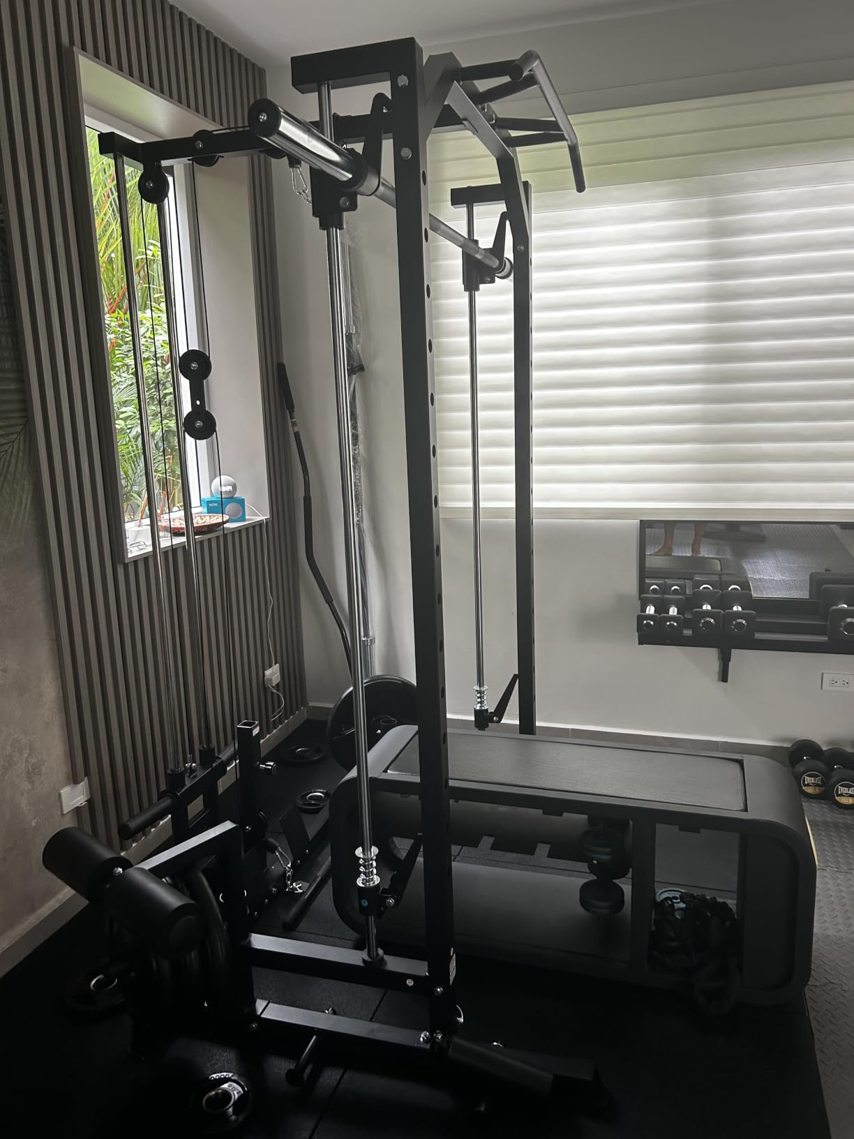 Mikolo Smith Machine Home Gym Power Cage (1:1 Ratio Strength Trainer) (Space Saving Design) (with 8 Free Attachments) Squat Rack for Full Body Training customer photo 2