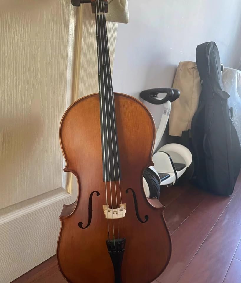Full Size Cello Kit, Acoustic Cello Instrument for Adults, Students, Beginners, Complete Cello 4/4 Set with Portable Bag, Bow, Rosin, Matte Wood Color customer photo 1