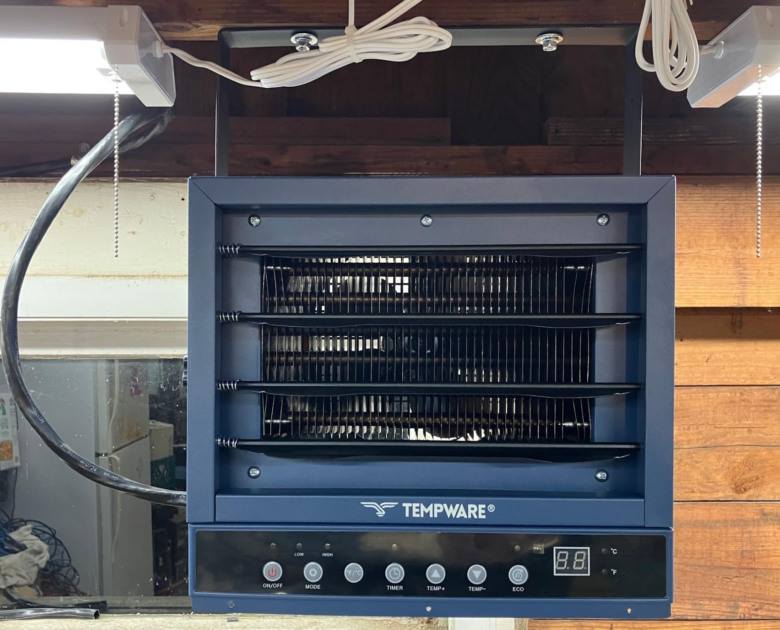 TEMPWARE 7500Watt Electric Garage Heater, Digital Ceiling Mount Fan-Forced Shop Heater with Full-Function Remote, 240-Volt Hardwired Heater with 12-Hour Timer, Ideal for Workshop customer photo 1
