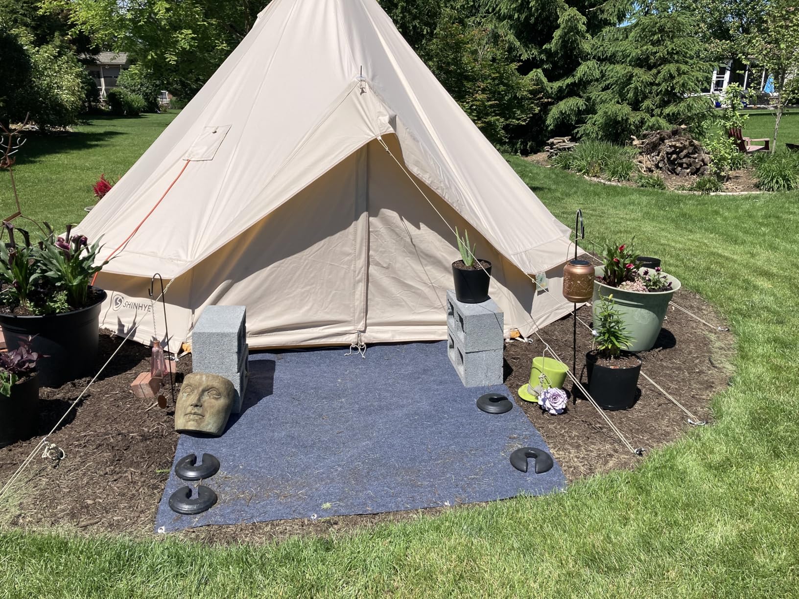Bell Yurt Tent with Stove Jack, Waterproof Luxury 4 Season Tent 420D Oxford Cloth Green Glamping Tents for Family Outdoor Camping, Hunting, Party, All Year Living customer photo 2