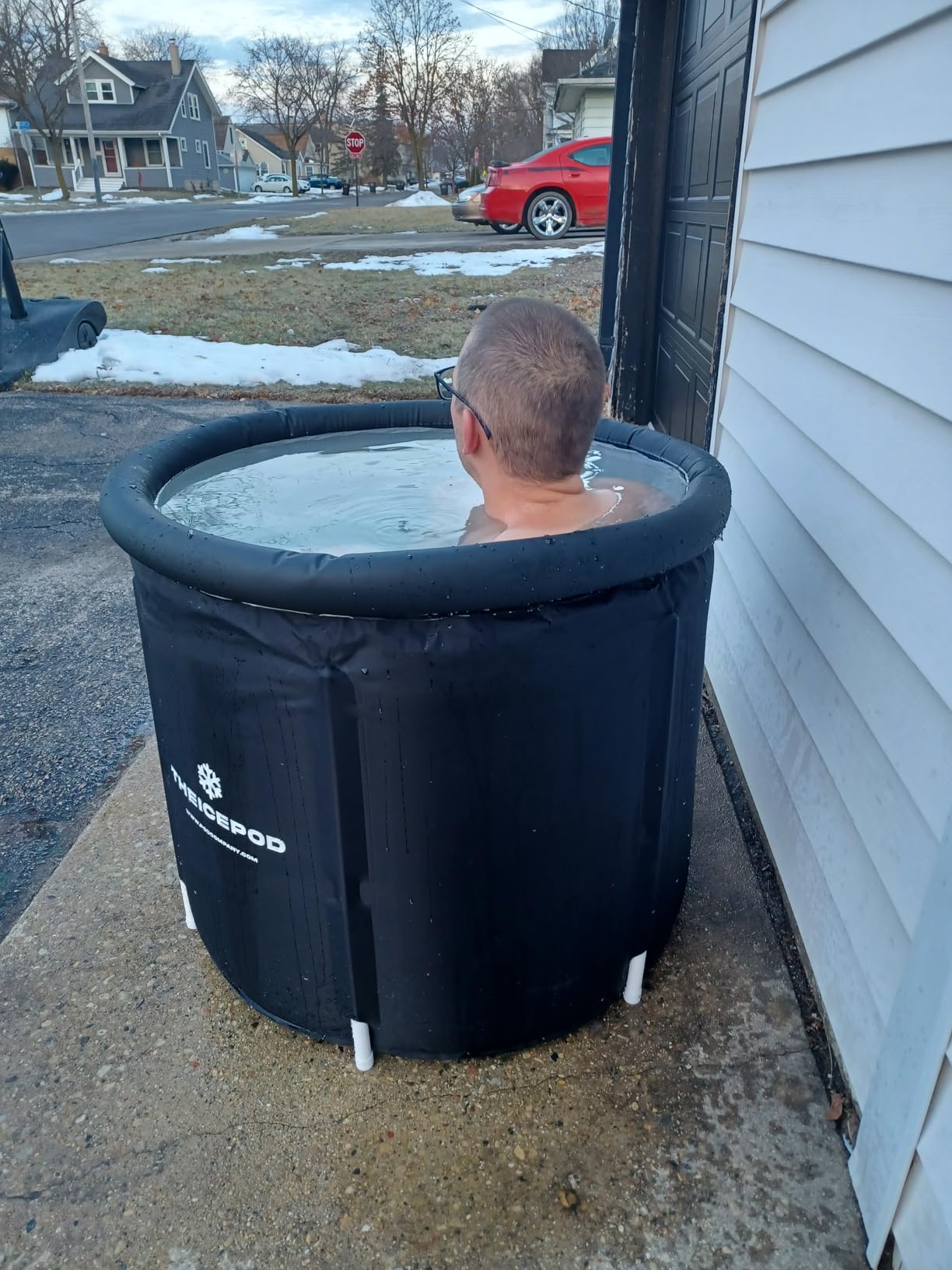 The Pod Company Standard Ice Bath Tub, 84 Gallon Cold Plunge Tub with Cover Lid, Portable Inflatable Ice Plunge Tub for Adults, Side Drain, Chiller Compatible (Requires Conversion Kit) customer photo 1
