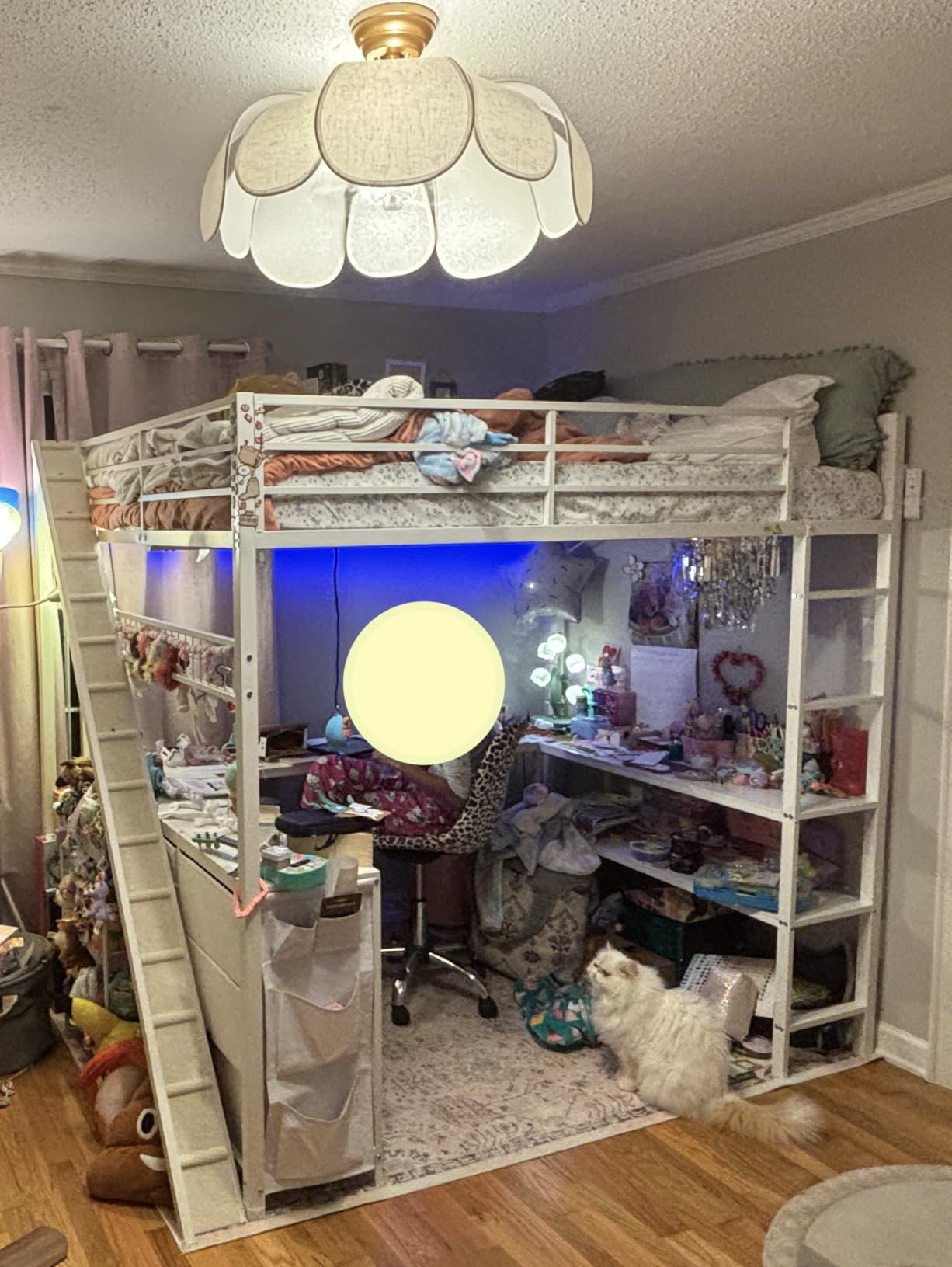 ADORNEVE Loft Bed Full Size with U-Shaped Desk, 6 Storage Drawers, White | Metal Loft Bed with Power Outlet, LED Light, 2 Storage Shelves, Safety Guardrail & Ladders, No Box Spring Needed customer photo 1