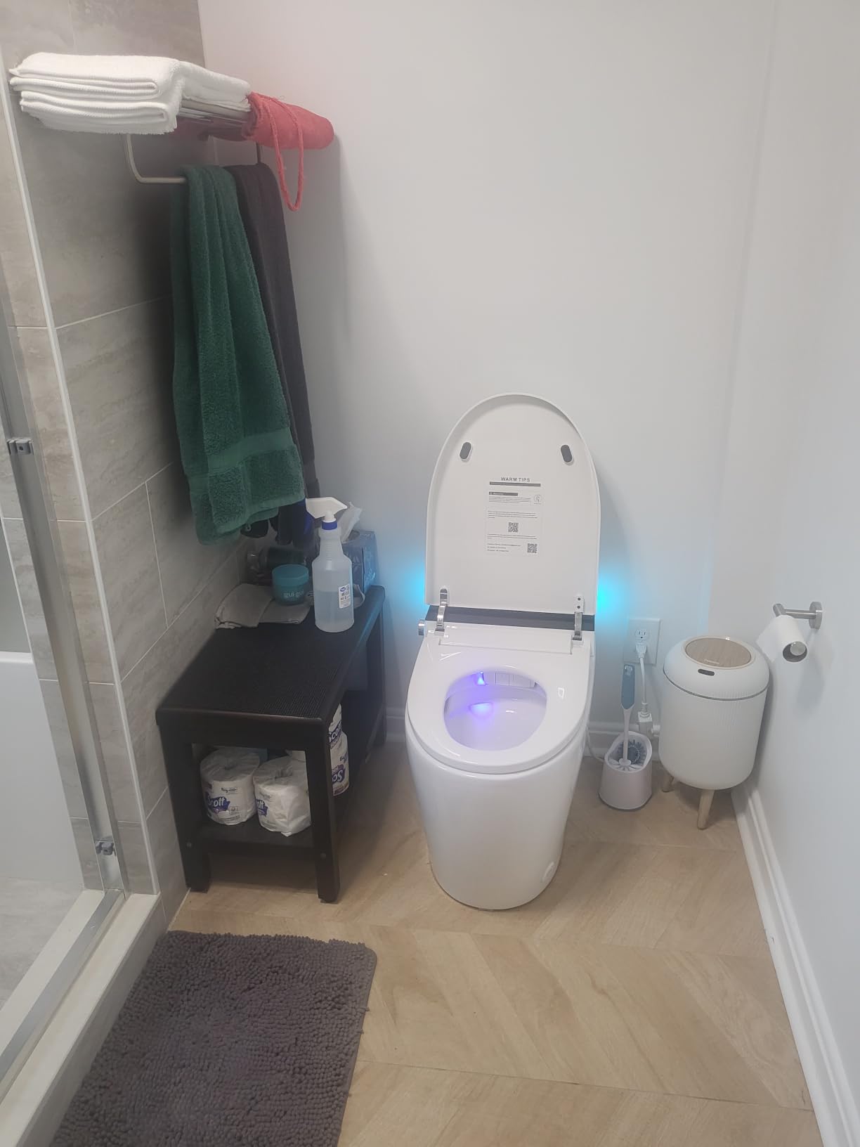 Smart Toilet with Bidet Built In, One Piece Bidet Toilet with Auto Dual Flush, Foam Shield, Modern Elongated Tankless Toilet with Foot Sensor, Heated Bidet Seat, Warm Water & Dryer, LED Display customer photo 2