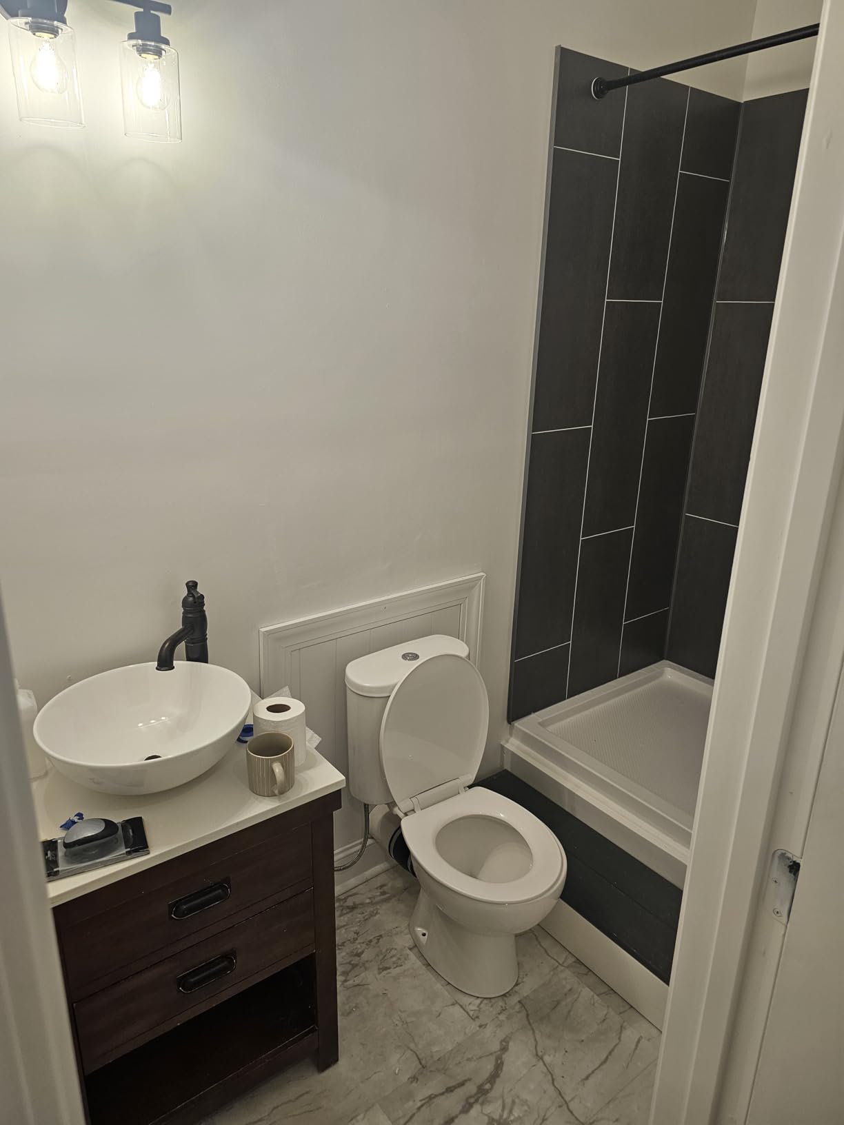 Simple Project Macerating Toilet System with 4-Inlet, Upflush Toilet for Basement, Powerful 1.6GPF Flush & Quiet 500W Macerator Pump System, Durable Pump, Extension Pipe - Easy Install, Space Saving customer photo 1