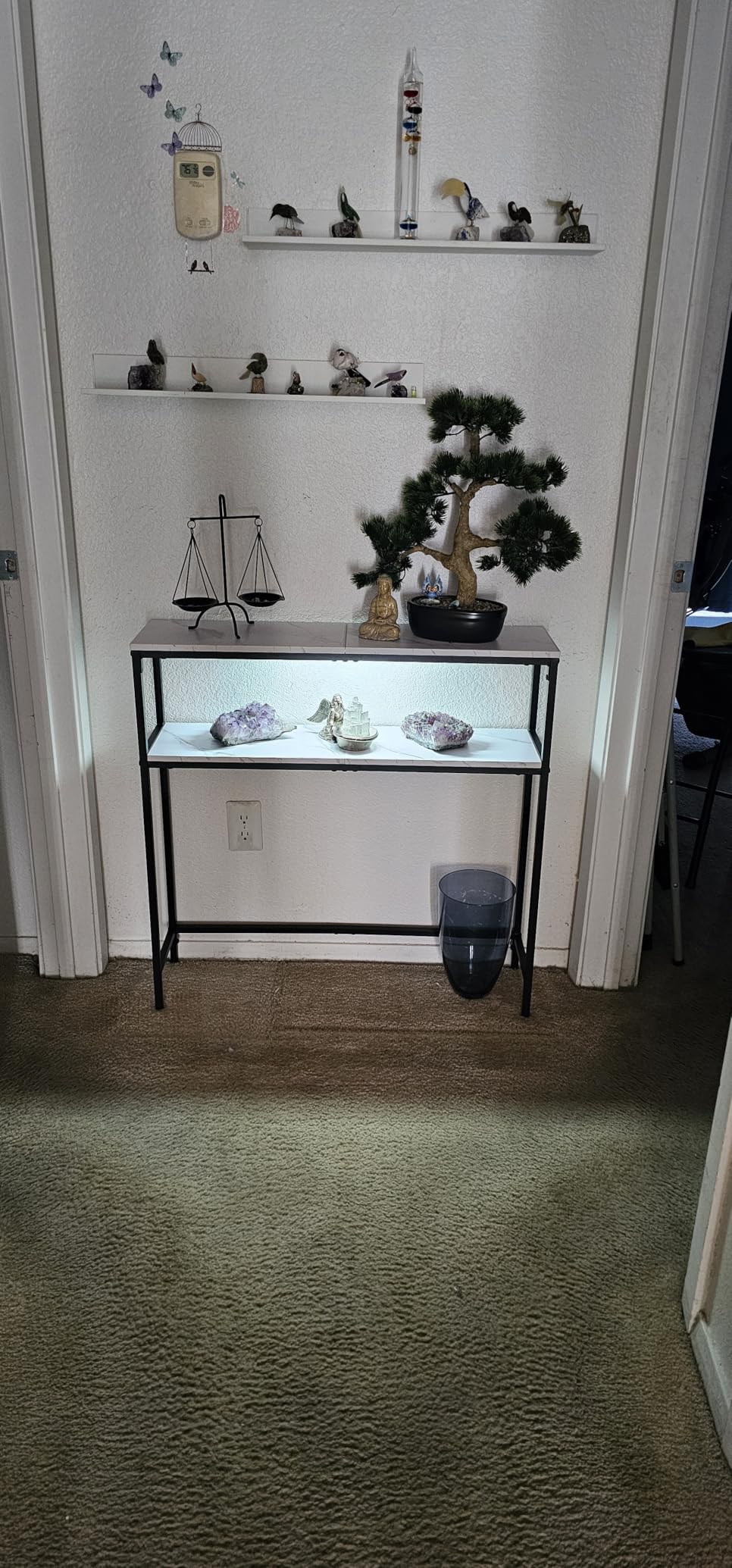 VASAGLE Console Table, 2-Tier Narrow Sofa Table with 2 Shelves, 7.9 x 31.5 x 31.5 Inches, for Living Room, Hallway, Entryway, Rustic Brown and Ink Black ULNT130K01V1 customer photo 2