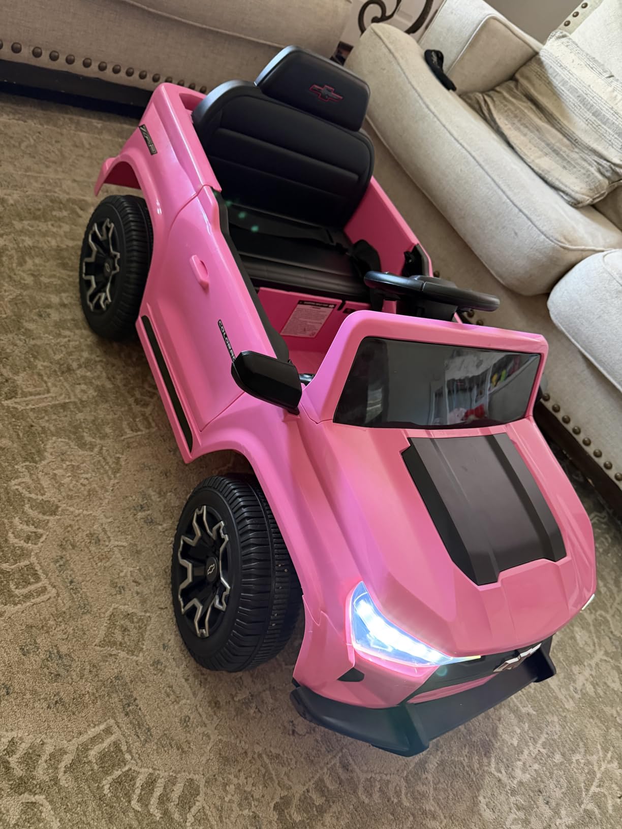 12V Licensed Chevrolet Colorado Electric Ride on Car for Kids, Pink | Ride on Toys for Toddlers w/ Remote Control, Battery Powered, Bluetooth, Soft Start, LED Lights customer photo 1