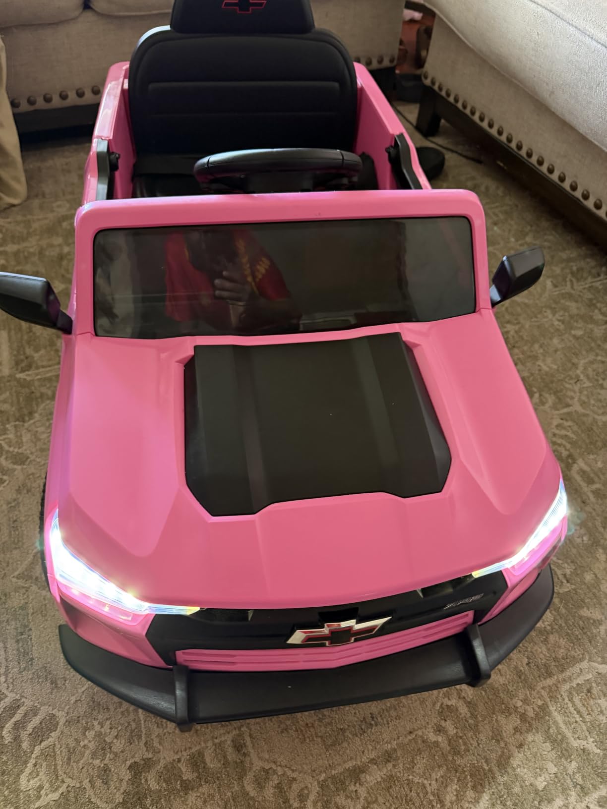 12V Licensed Chevrolet Colorado Electric Ride on Car for Kids, Pink | Ride on Toys for Toddlers w/ Remote Control, Battery Powered, Bluetooth, Soft Start, LED Lights customer photo 2