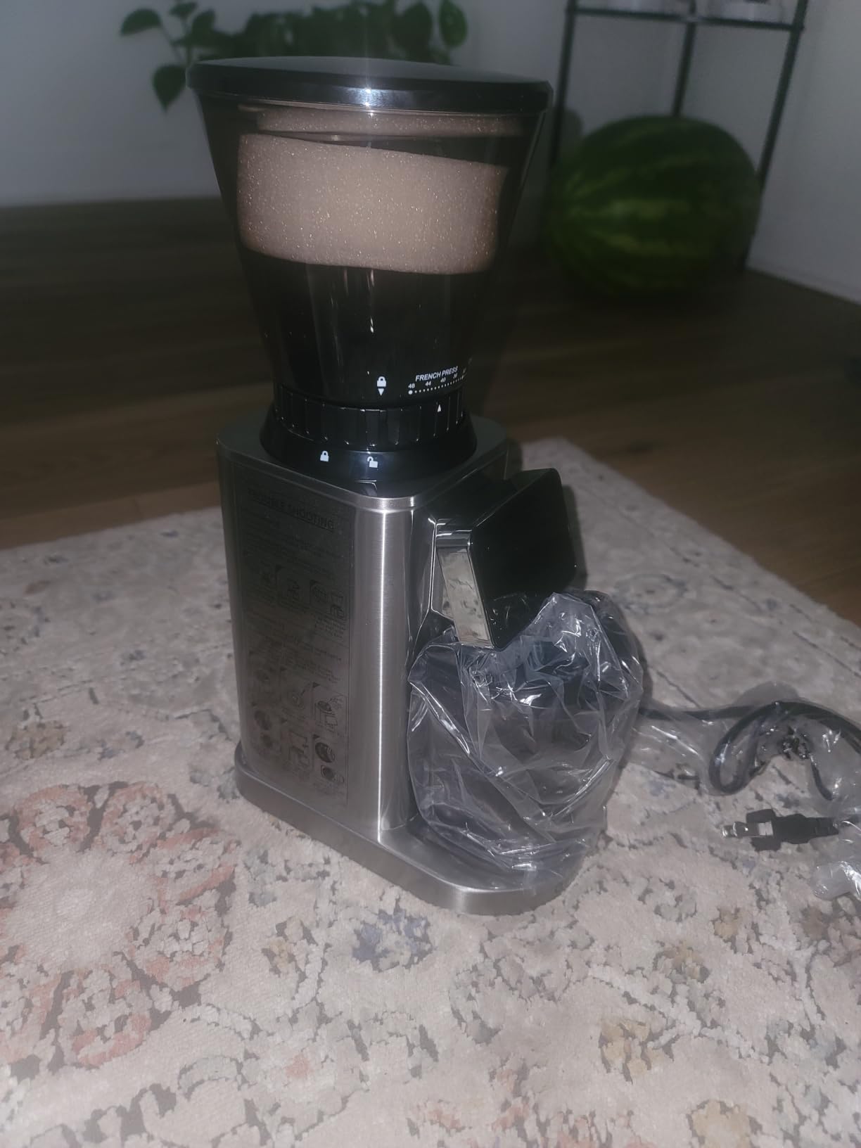 AMZCHEF Burr Coffee Grinder, 48 Settings, Less Static Mess, 40mm Burr, Low Retention, 0.5s LED Timer, Stainless Steel Body, Fit 51-54/58 Espresso Portafilter customer photo 1