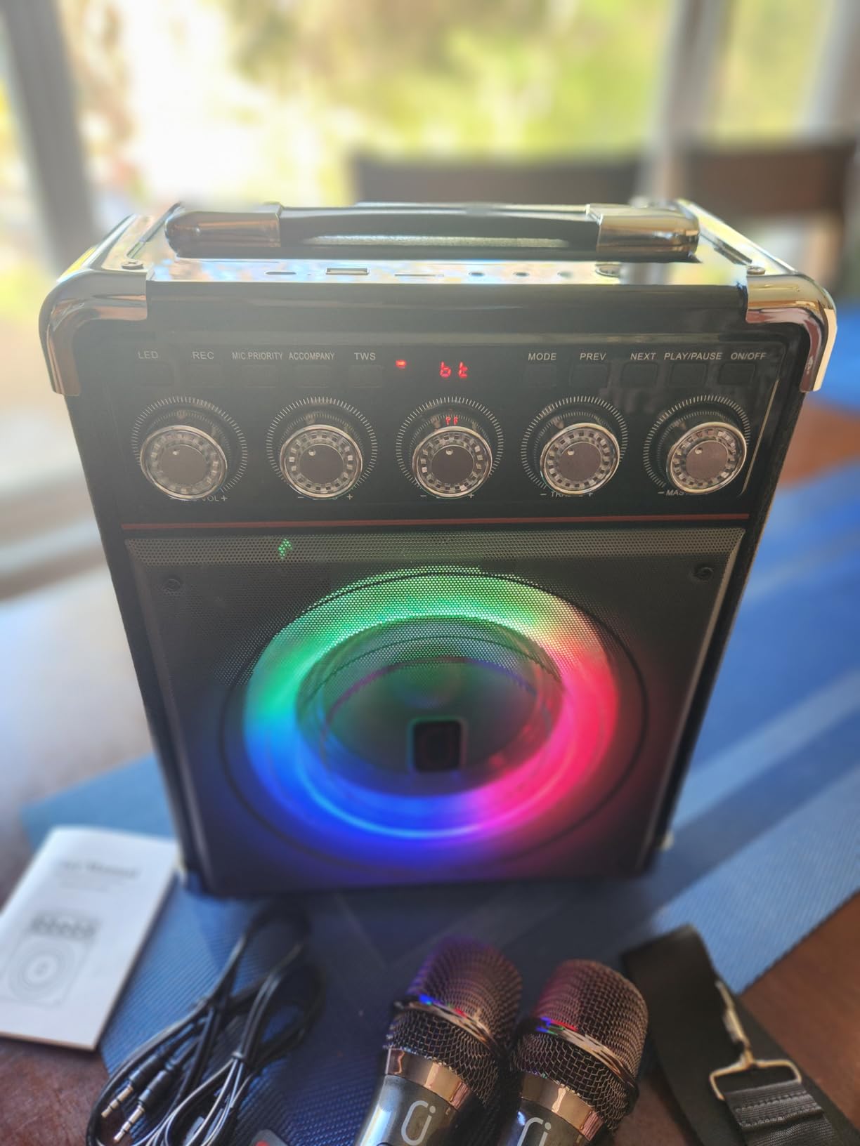 Karaoke Machine for Adults with Bass/Treble/Echo Adjustment, 100W PA System | 2 Wireless Microphones, Bluetooth 5.3, Suitcase Design, 24H Playtime, TV Connection, TWS Stereo and Live Performance Support customer photo 2