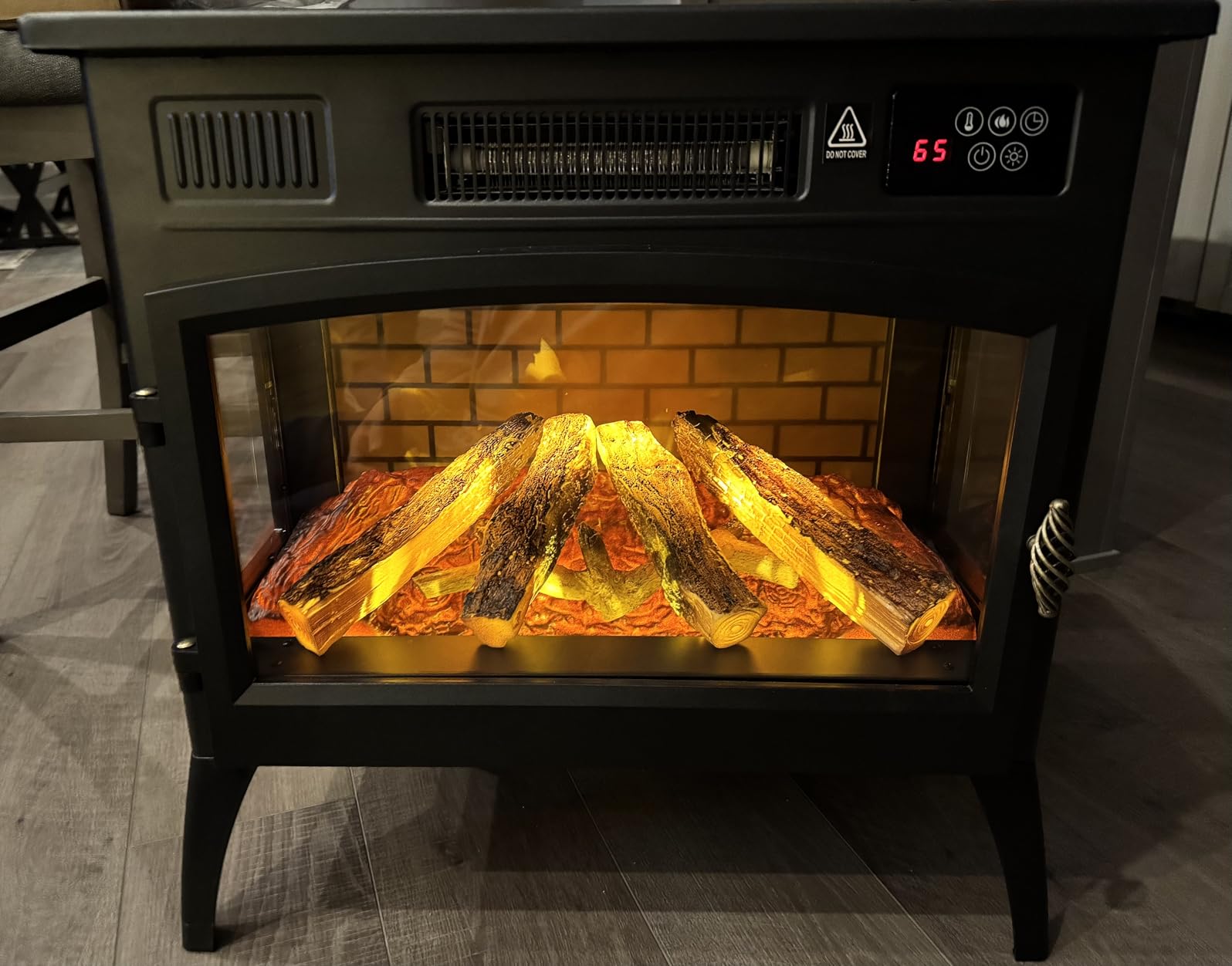 24'' Freestanding Electric Fireplace Heater with 6 Variable Realistic Flame Colors, 1000W/1500W Fireplace Stove with Overheat Protection for Indoor, Bedroom, Living Room, Office customer photo 1