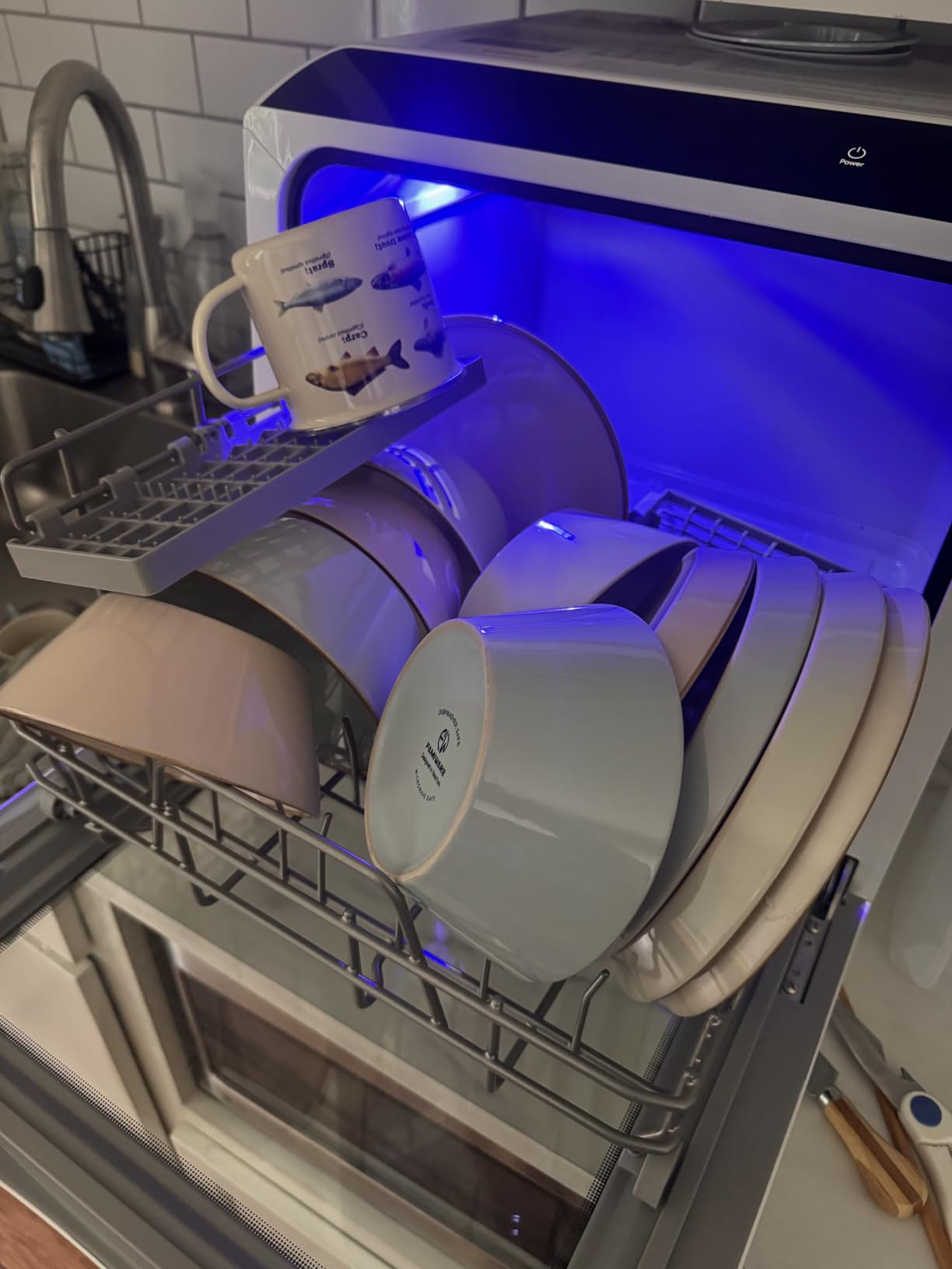 EUHOMY Countertop Dishwasher, 6 Programs, Dual Spray Arms for 30+ Items | 6-Program (Normal, ECO, Quick, Baby Care/Strong, Fruit, Dry), 360° Coverage, 73h Ventilation, 40dB, 167°F Wash for Rooms & RV customer photo 2