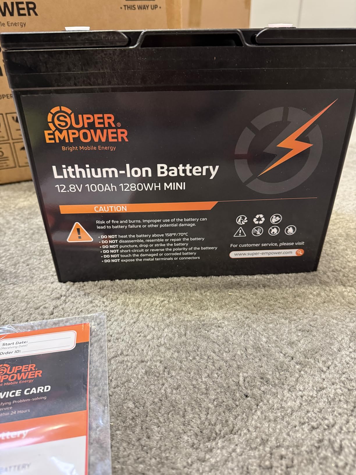 12V 100Ah LiFePO4 Battery, Group 24 Deep Cycle RV/Trolling Motor Battery | 1280Wh Capacity, 100A BMS, Low-Temp Cutoff, Supports 4P4S Expansion, Up to 20.48kWh customer photo 1