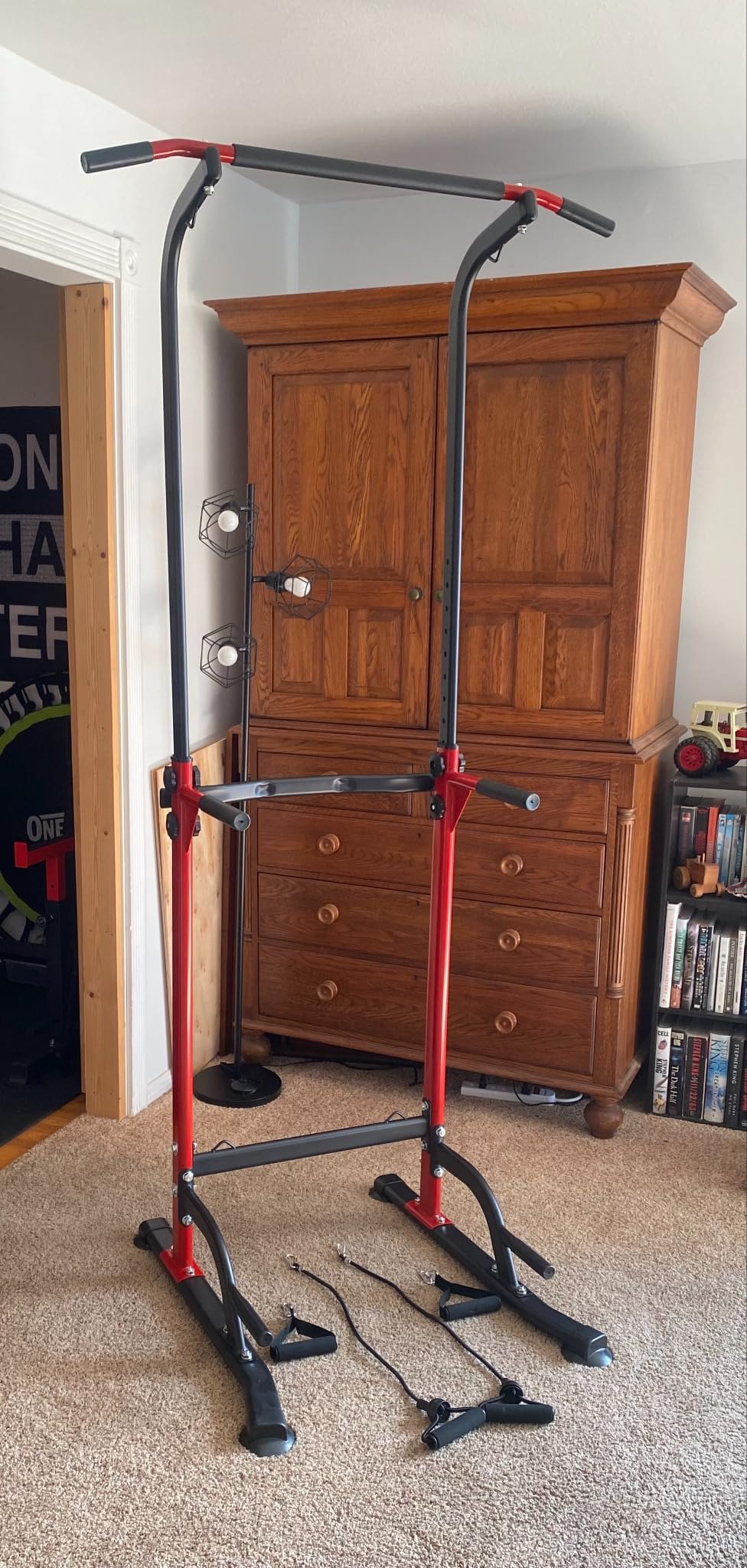 Power Tower Pull Up Dip Station Adjustable Height 330lbs Home | Space-Saving Design, Easy to Assemble, Pull-Ups, Dips, Push-Ups, Strength Training, Improving Posture, Fits Users Under 6 FT customer photo 1