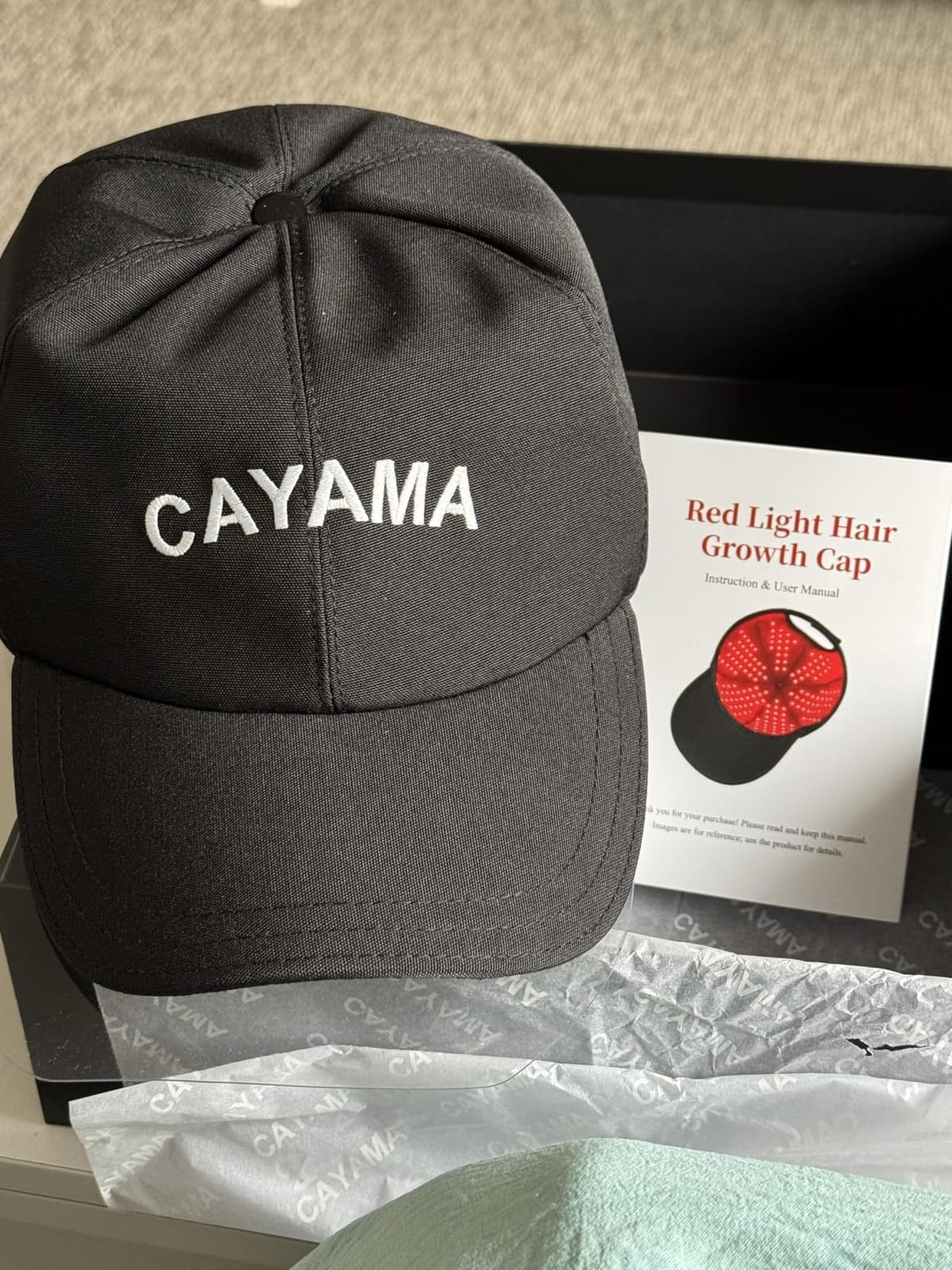 CAYAMA Red Light Hair Growth Cap for Men & Women, 528 Total Light Emitters | Full-scalp coverage with adjustable fit, 10-30 min remote sessions, adapter or compatible power bank support customer photo 1