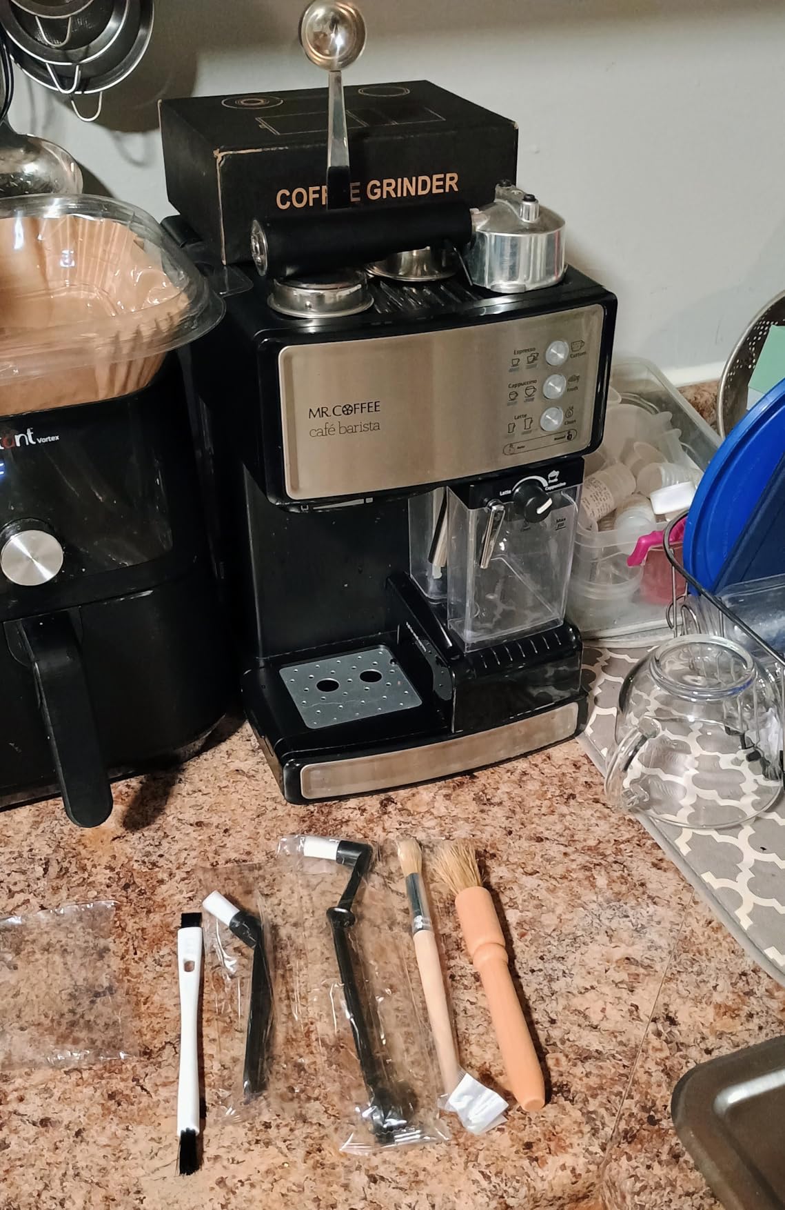 Conical Burr Coffee Grinder for Home Use, Anti-Static Espresso Grinder with 34 Grind Settings, 40mm Stainless Steel Burr, 0.1s Timer, Portafilter Holder, Touchscreen, Silver customer photo 1