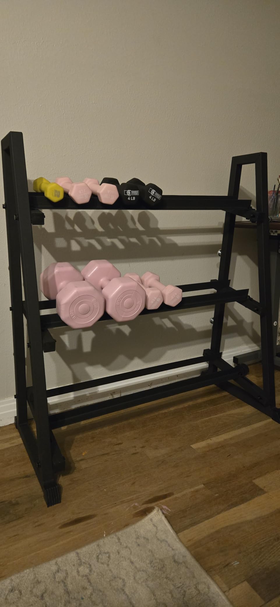 Leteuke 3 Tier Dumbbell Rack Stand Only, 1300LBS Heavy Duty | Trapezoidal Frame for Stability, Space-Saving Design; Fits Dumbbells, Kettlebells, Barbells for Home Gym customer photo 2