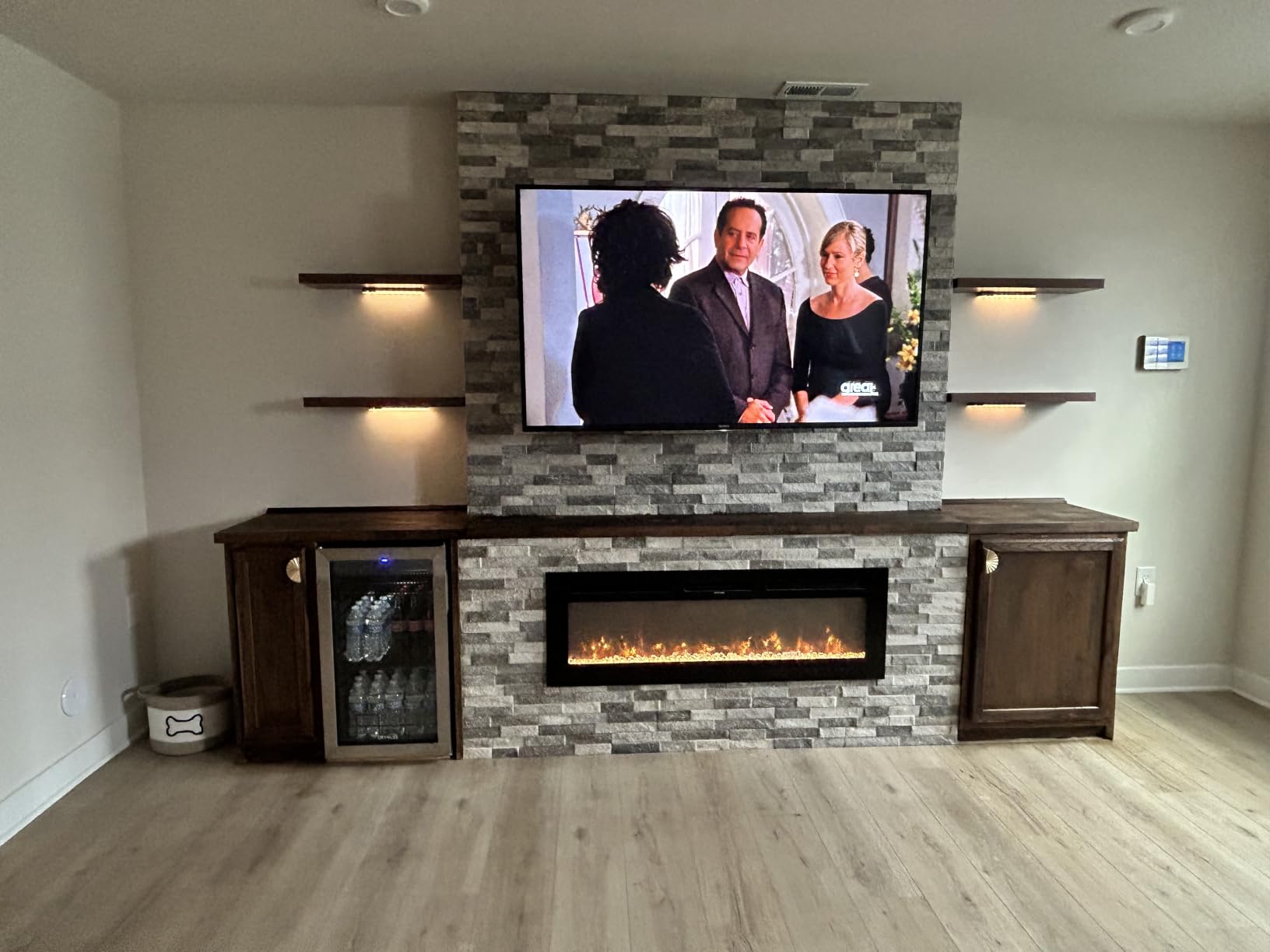 EUHOMY 60 Inch Electric Fireplace Recessed Wall Mounted with Remote Control, Fireplace Heater with Adjustable Flame Color, Linear Fireplace with Timer, Log & Crystal, 750/1500W (2026 Upgrade) customer photo 1