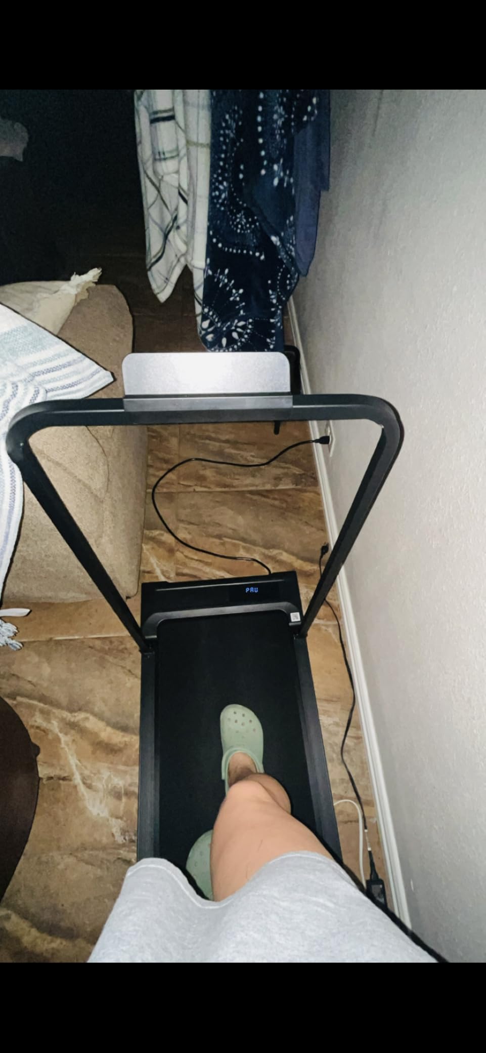 Walking Pad Treadmill for Home - Folding Treadmills with Handle Bar Portable Compact Fold up Indoor Foldable Handles Electric Walk Pads Small Spaces Mini Running Quiet Under Bed Office customer photo 1