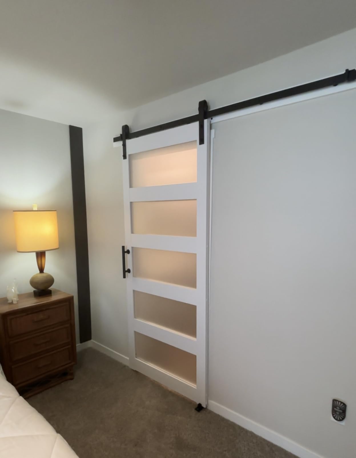 36in x 84in Sliding Glass Barn Door with 4ft Hardware Kit | Easy Assembly with Pre-Drilled Holes, Waterproof, Frosted Glass for Bathroom customer photo 2