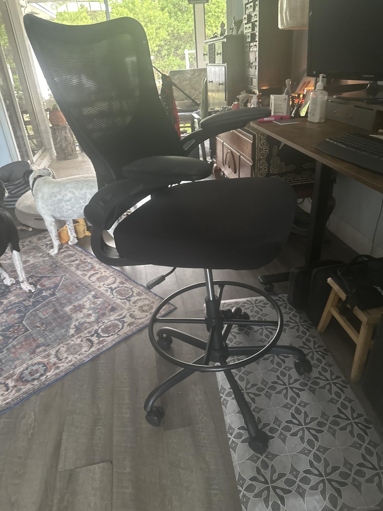 Marsail Drafting Chair Tall Office Chair with 2D Lumbar Support Standing Desk Chair High Office Chair with Padded Flip-Up Armrests & Adjustable Footrest Ring 30.7 inch max seat height breathable mesh 300 lbs capacity customer photo 2