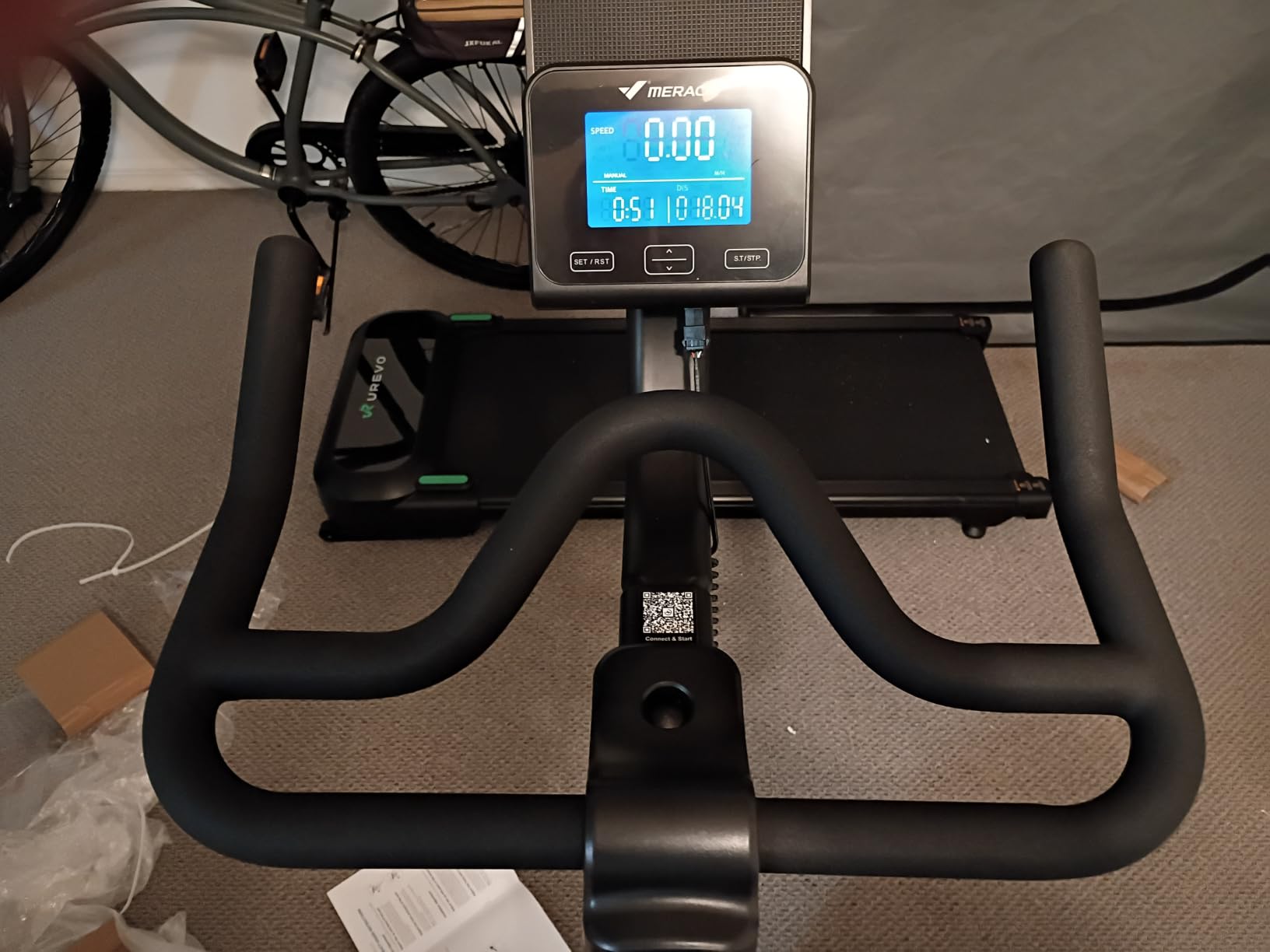 Merach Magnetic Exercise Bike for Home Gym, Low Noise Stationary Bike with Soft Seat Cushion, Indoor Workout Bike with 350 lbs Weight Capacity, Spinning Bike with Self-Developed App, Tablet Mount customer photo 1