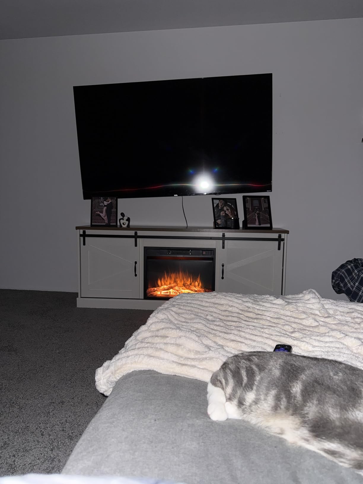 VINGLI 24 inch Electric Fireplace Insert, Modern 3-Sided Recessed/Wall Mount Fireplace with 12 Realistic Adjustable Flame Colors, 5 Brightness Levels, 8H Timer, Overheat Protection & Remote Control customer photo 1