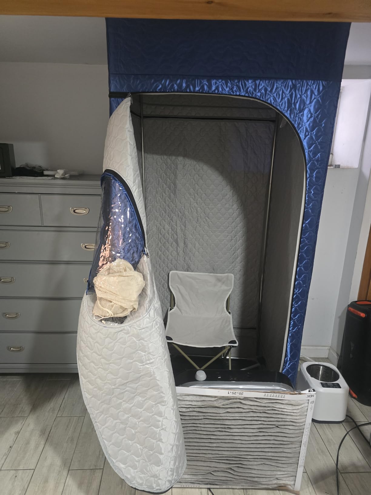 Portable Sauna for Home with 3L 1200W Fast-Heating Steamer, Full Body Sauna Tent for Relaxation,Detox, Self-Care,Large Folding Chair, 9 Heat Levels, 99-Min Timer, Remote Control, 32' x32' x 71',Blue | Fast Setup Spa-Style Full-Body Steam Comfort Spacious Interior Design customer photo 2