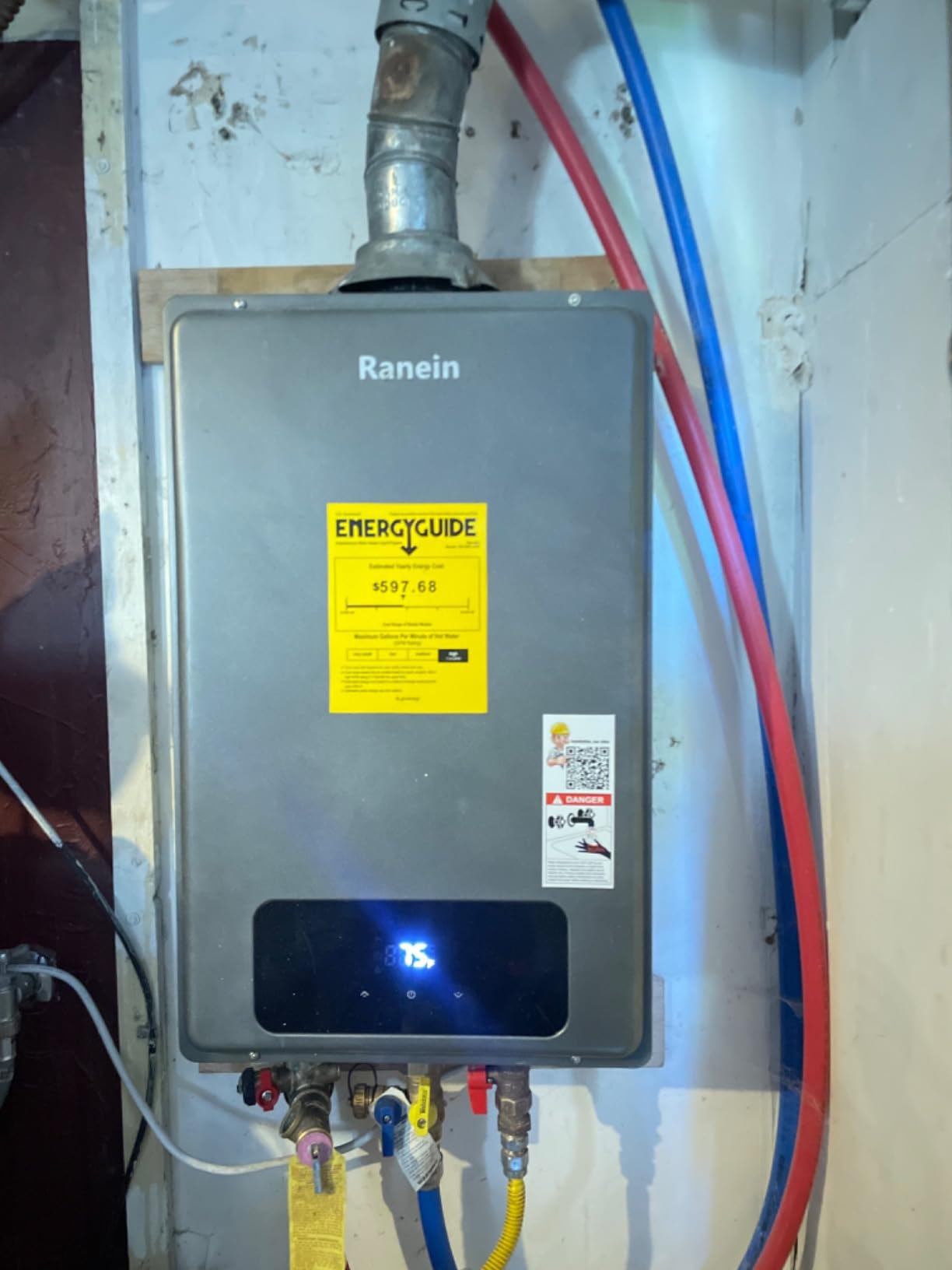 Ranein Condensing Propane Tankless Water Heater Indoor, 120,000 BTU 5.1 GPM On Demand Instant Hot Water Heater, with Anti-Freeze and Smart Touch Control, for 2-3 Bathrooms customer photo 2